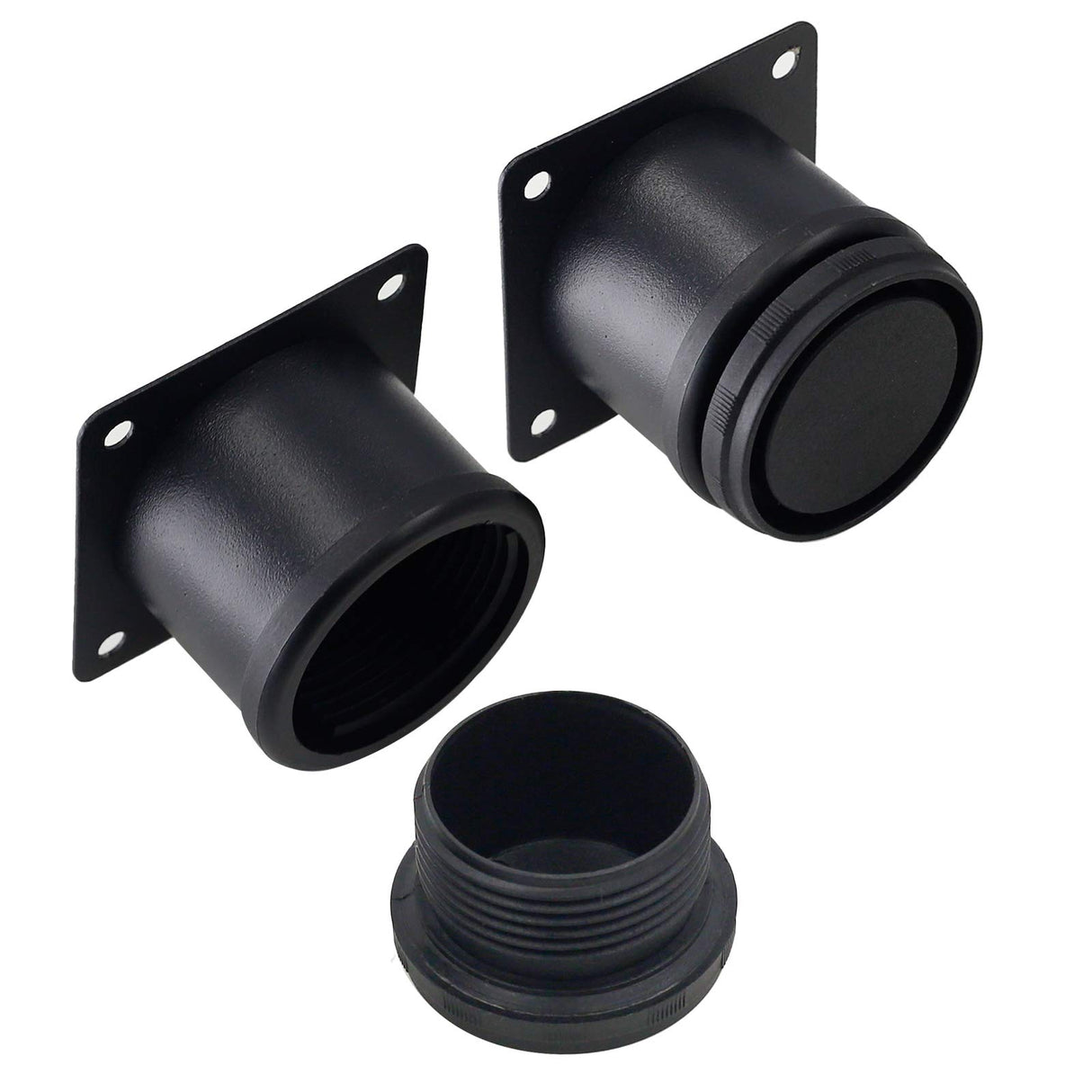 Kyuionty Set of 4 Stainless Steel Furniture Legs 2 Inch, Adjustable Round Cabinet Legs 2" Dia Kitchen Feet, Metal Replacement Legs for Cabinet Sofa Couch Shelves Table (Black) Kyuionty