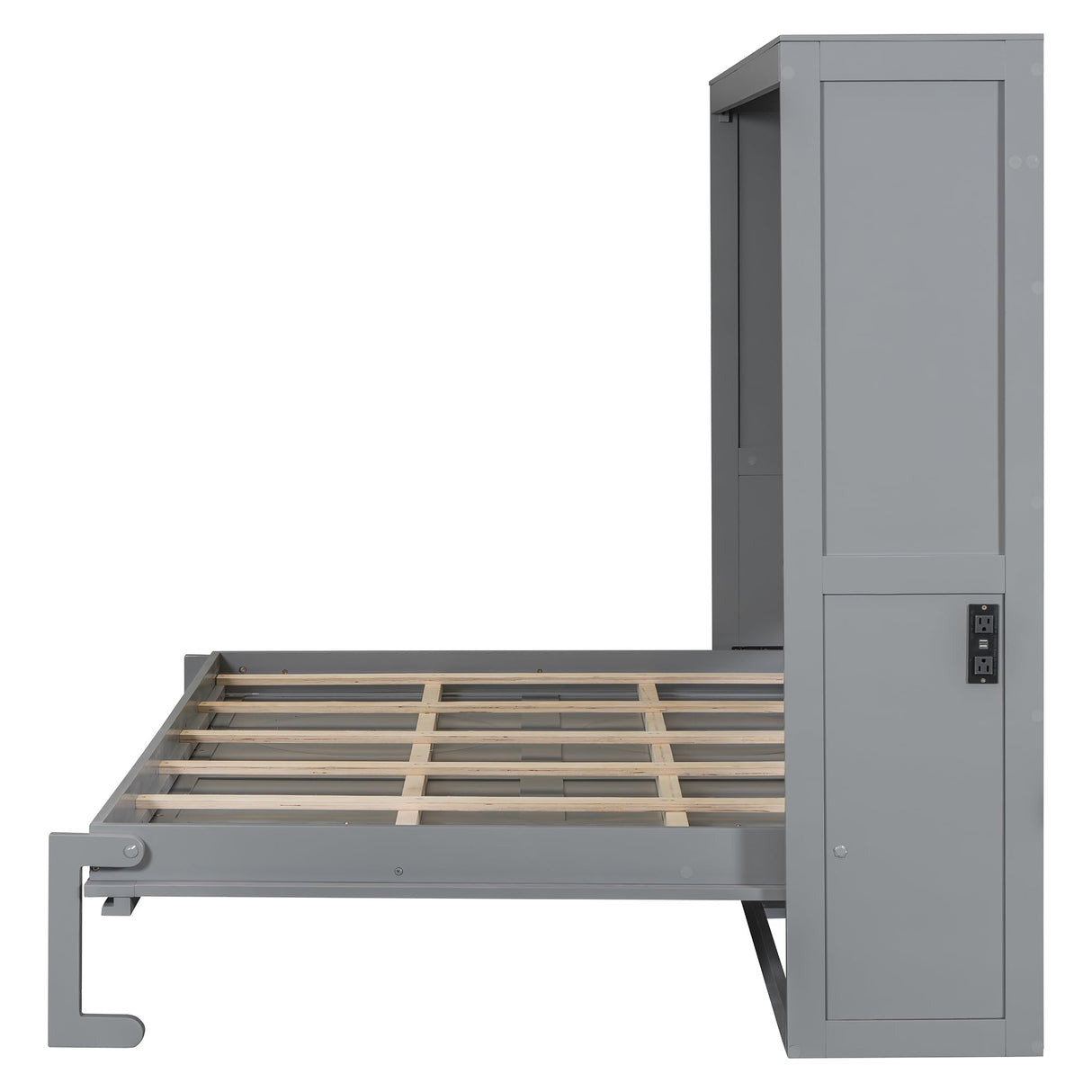 Harper & Bright Designs Full Size Murphy Bed Cabinet Wall Bed Chest, Solid Wood Queen Platform Bed Frame, Space-Saving for Multipurpose Guest Room Bedroom or Home Office, Gray Harper & Bright Designs