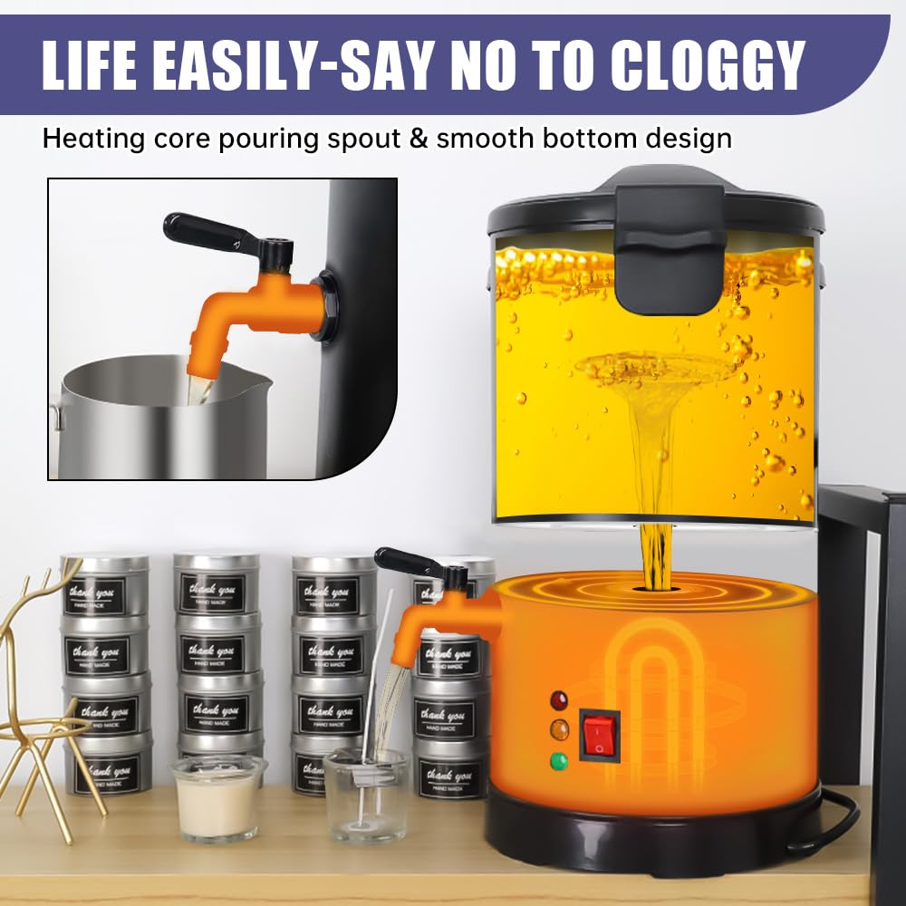 TOAUTO 10Lbs Wax Melter for Candle Making - Candle Wax Melting Pot with Faster Pour Spout and Temperature Controller, No Cloggy and Easy Clean Up TOAUTO