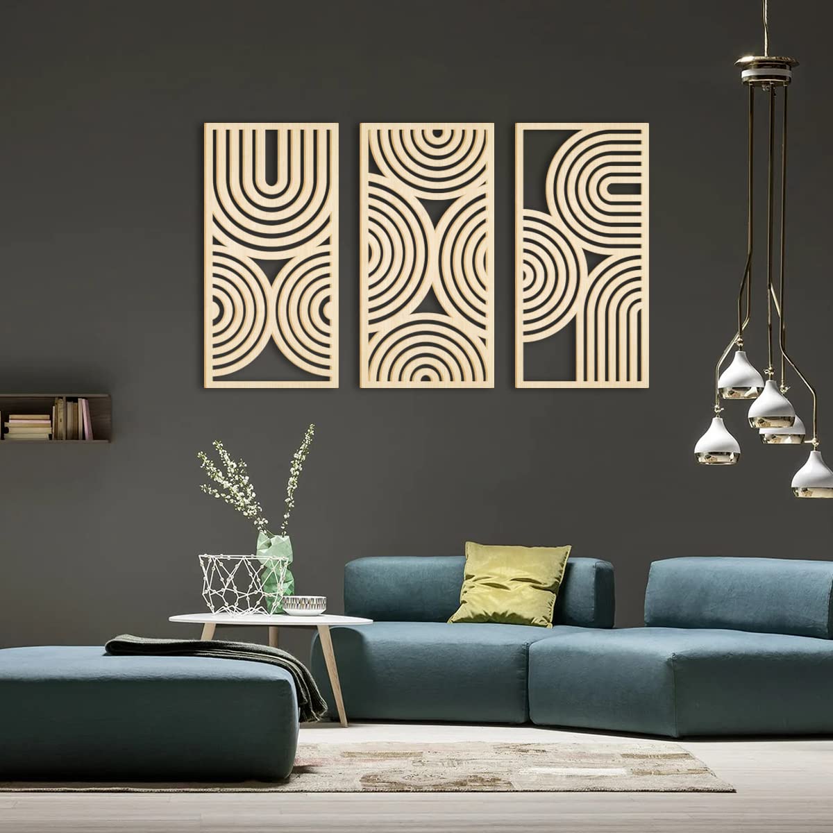 BINCUE 3 Panels Arches Shapes Wall Art Boho Decor Abstract 3D Hollow Wood Wall Art for Kitchen Bathroom Living Room Decorative BINCUE