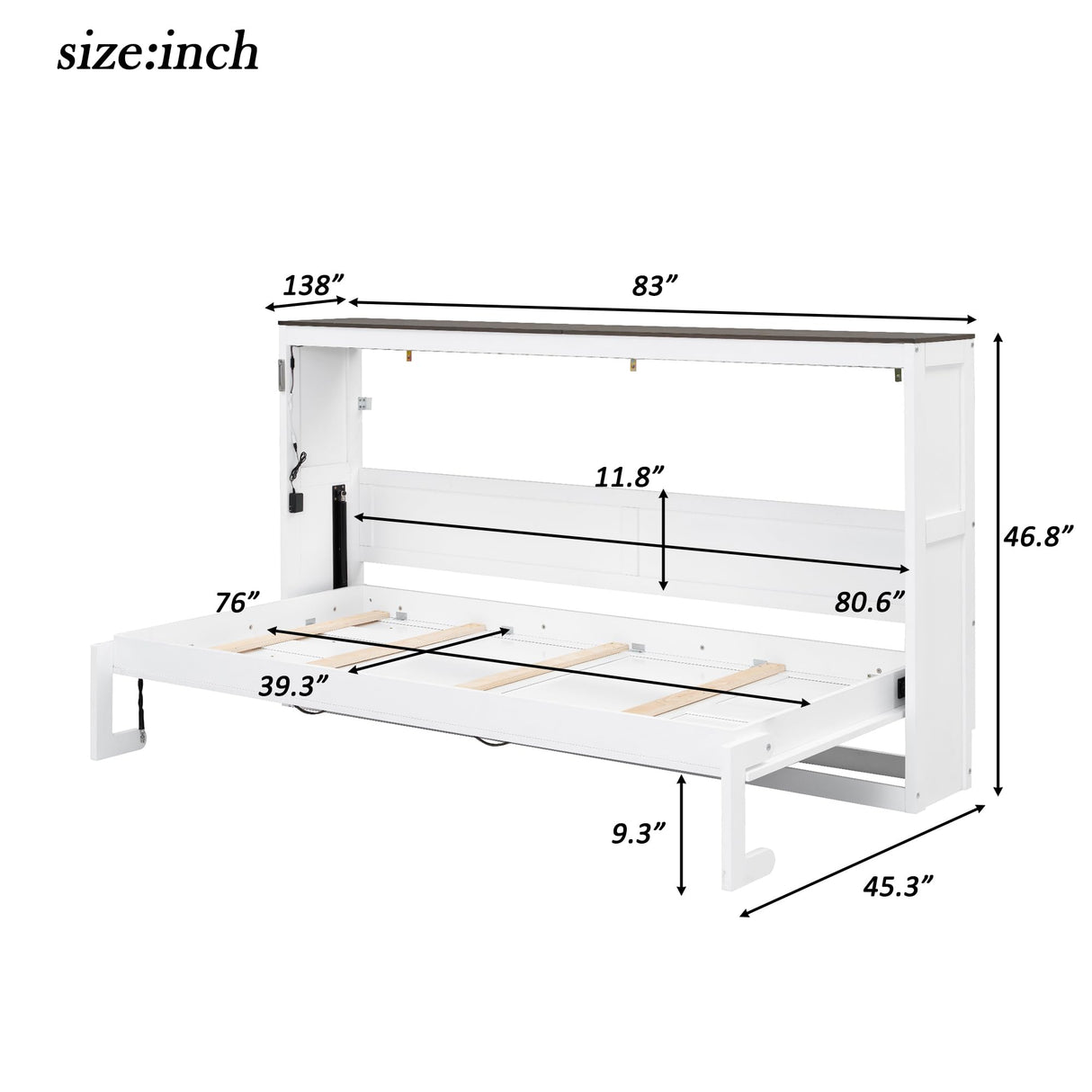 THINK 30 Murphy Bed with LED Light, Can be Folded into a Cabinet, Hidden Wall Bed Cabinet, Twin Size, White THINK 30