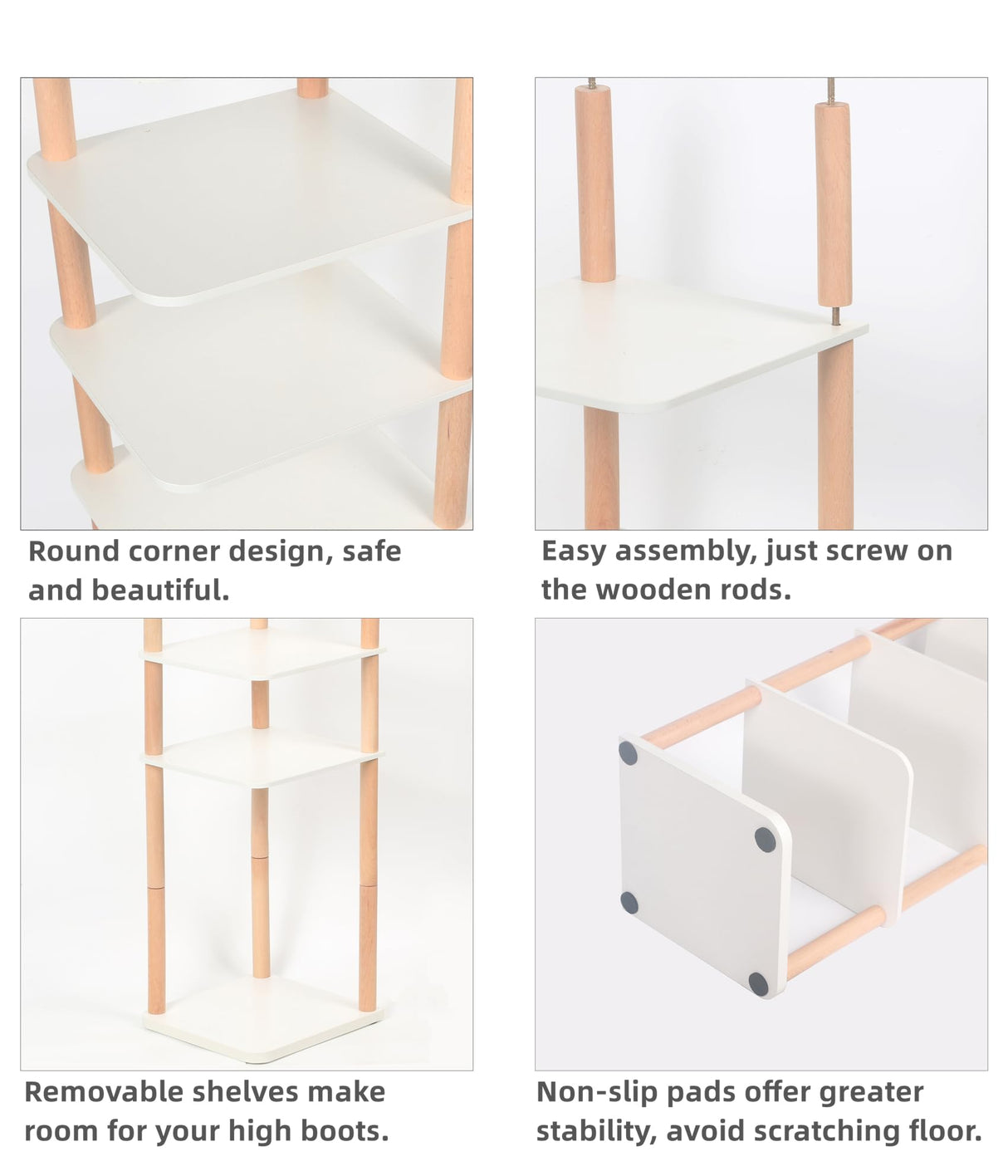 NUTMAK 8-Tier Tall Shoe Rack, Narrow Wooden Shoe Organizer for Entryway, Closet, Dorm, Small Spaces, Freestanding Vertical Shoe Shelf for Sneakers, Boots & Heels NUTMAK
