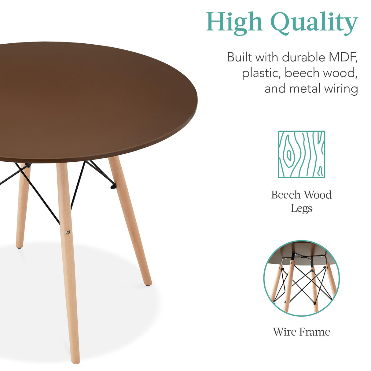 Best Choice Products 5-Piece Dining Set, Compact Mid-Century Modern Table & Chair Set for Home, Apartment w/ 4 Chairs, Plastic Seats, Wooden Legs, Metal Frame - Brown/Oak Best Choice Products