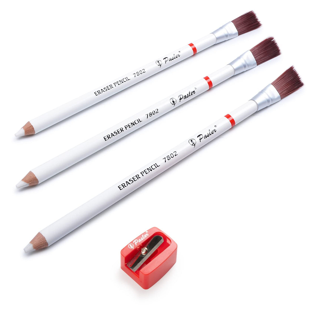 Pasler® Eraser Pencils 7802 Perfection Detail Eraser Pencil with Brush and Sharpener, Perfect for sketches and Coloured Illustrations (4- pack) Pasler