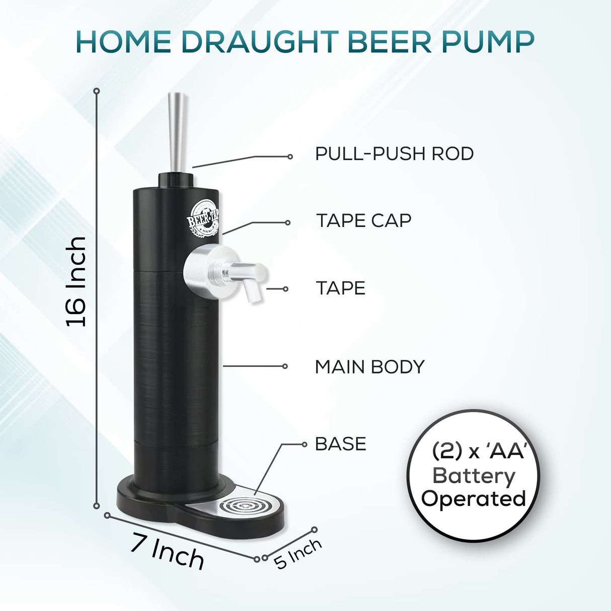 Richard Bergendi Home Draught Beer Pump, Beer kegerator, Beer Tap, Draft Beer Dispenser, Portable Mini Keg For All Can Beers, Ale, Birthday Gift for Men, Husband, Dad, Son, Beer Gifts For Men Black Heisey