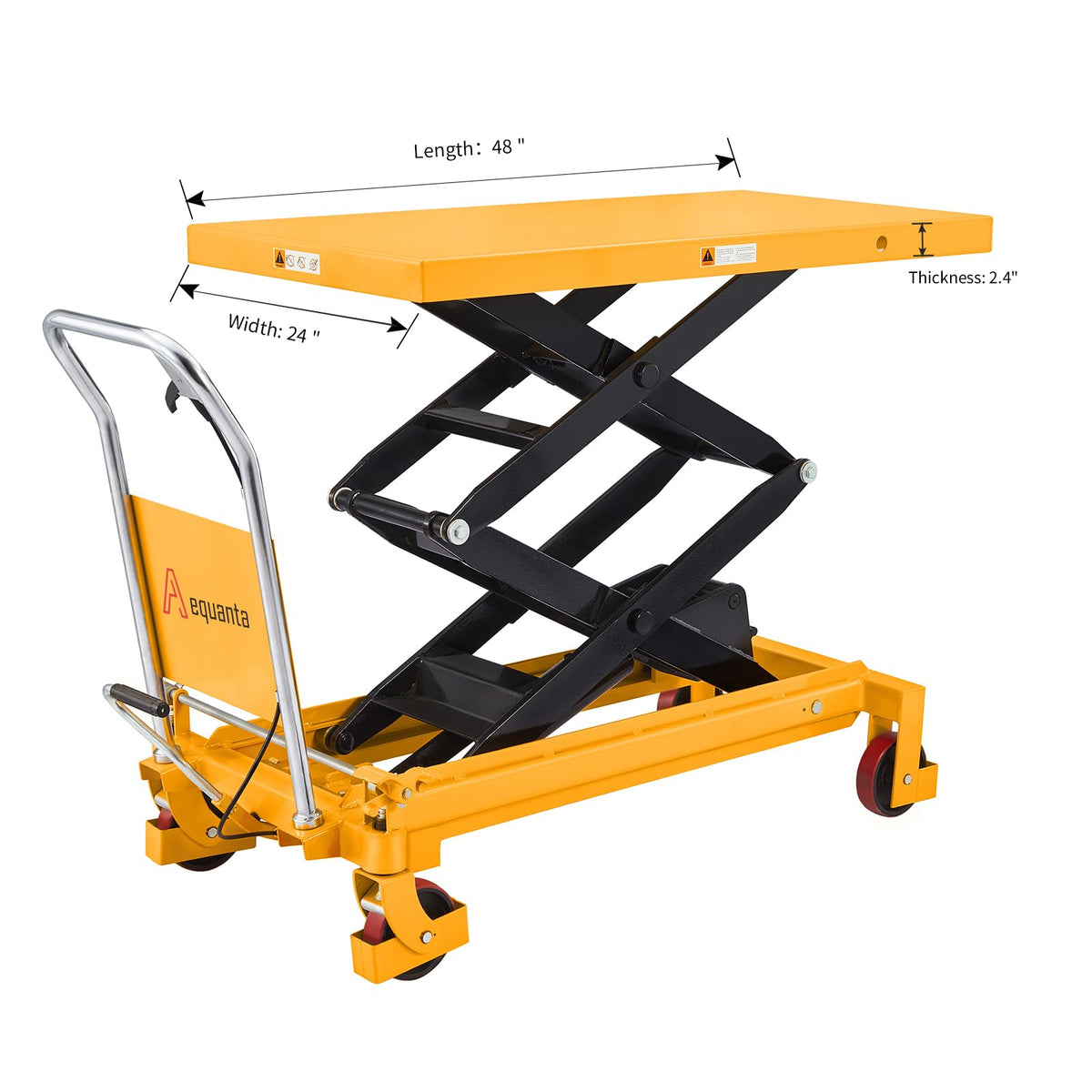 Aequanta Double Scissor Hydraulic Mobile Lift Table Multi-Function Platform Cart 59" Lifting Height 1760lbs Capacity Suitable for Handling Work Aequanta