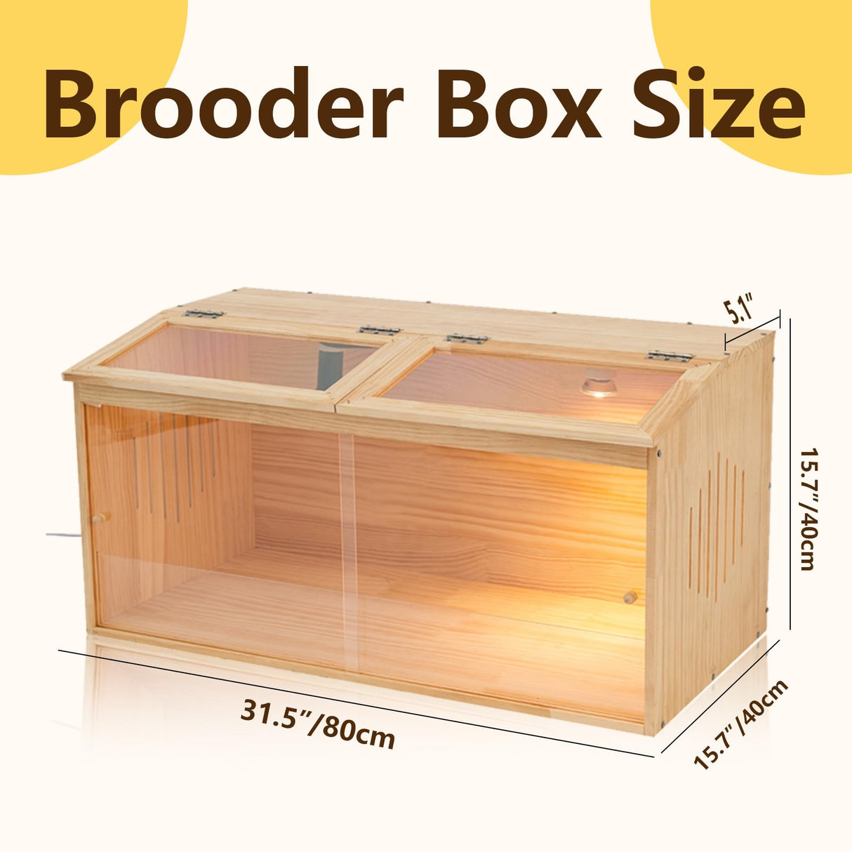 Large Wooden Chicken Brooder Box with Bulb Set and Thermometer - Brooder Box for Chicks Indoor Accommodates Up to 25 Chicks - Ideal for Chickens, Ducks, Quails, Hamsters, and Lizards(32x16x16 Inches) UYDJKLS