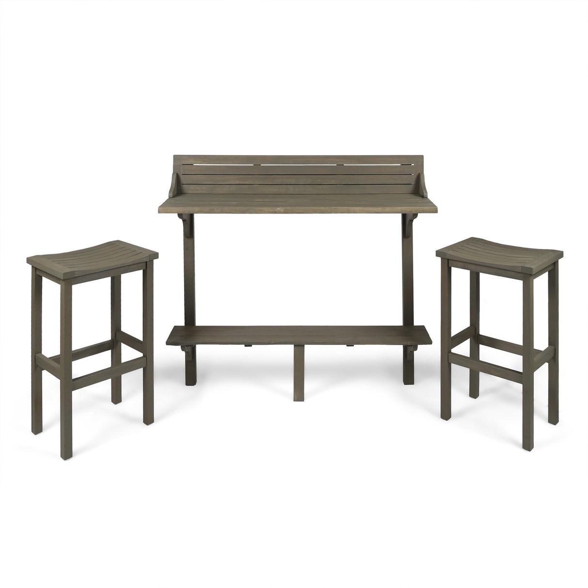 Christopher Knight Home Caribbean Outdoor Acacia Wood Balcony Bar Set, 3-Pcs Set, Grey Finish Christopher Knight Home