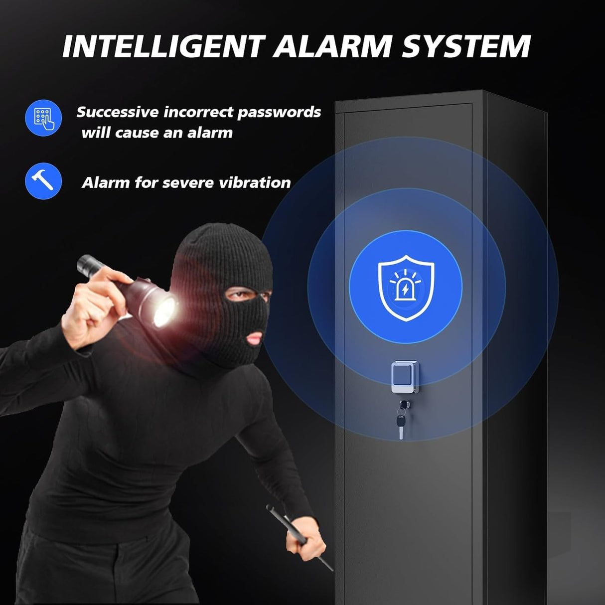 5-8 Biometric Gun Safe for Home, Large Capacity Rifle & Pistol Safe with Quick-Access Lock, Ammo Storage, No Assembly Required (52"H*12"W*11''D) Leariso