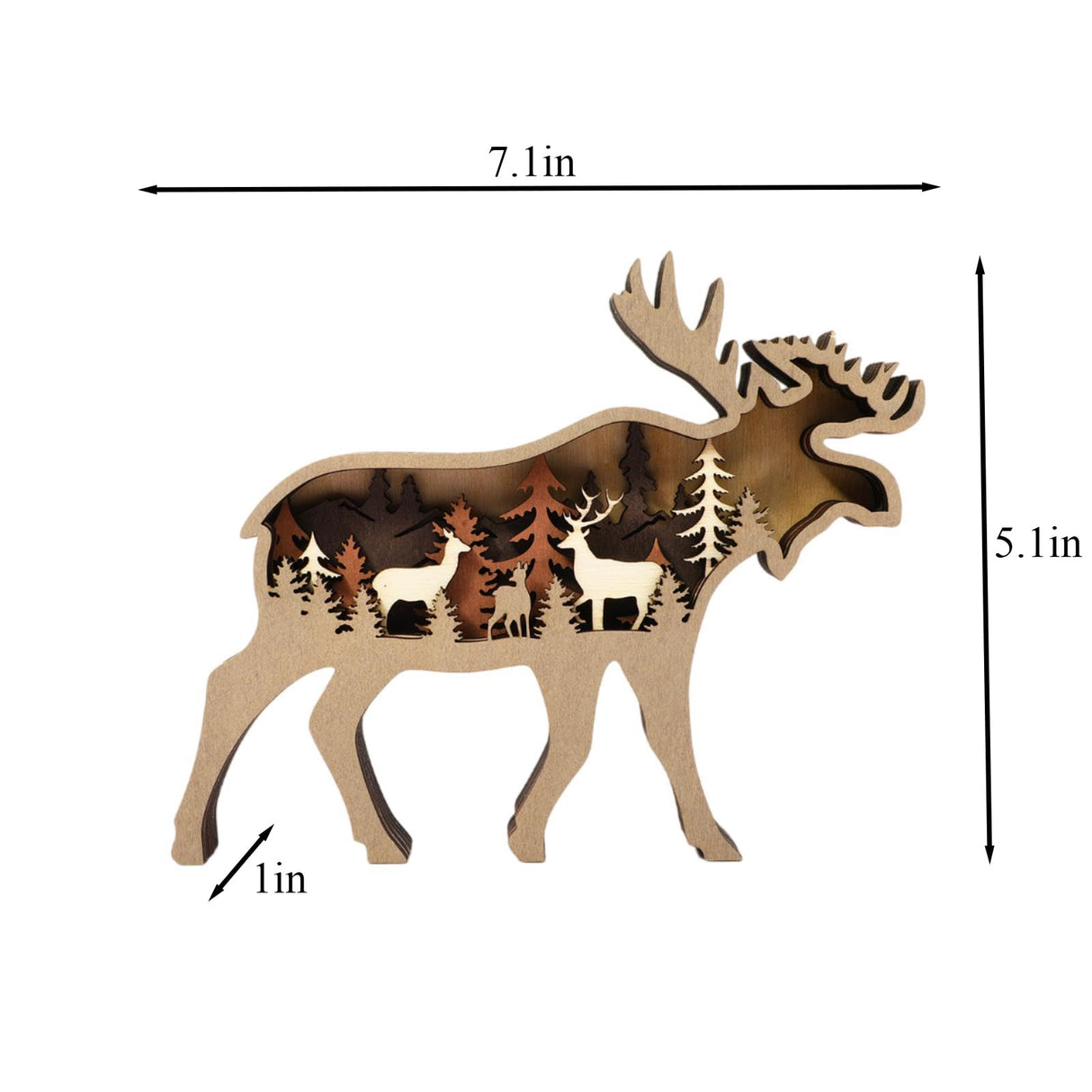 Drawely 3D Wooden Animals Carving, Wood Carving Animals Wall Decor, Modern Festival Forest Sculpture Christmas Living Room Office Decor Birthday Gifts for Friend Daughter Son Mom Dad (Moose) Drawelry