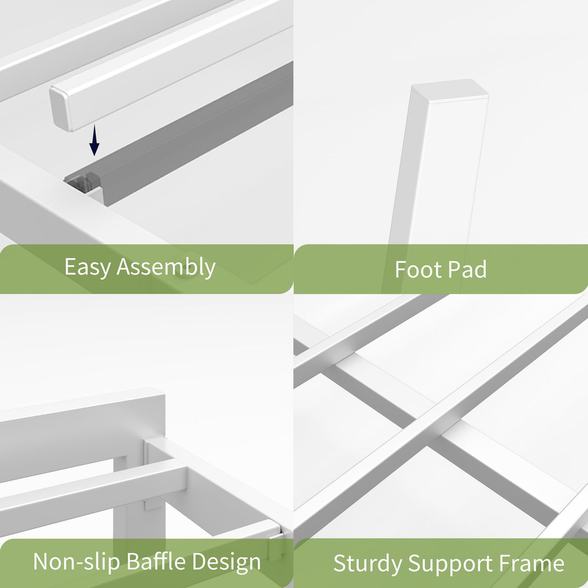 ChicZhiNest Queen White Metal Bed Frame with USB Charging Station, LED Ambient Lighting, and Wooden Storage Headboard - Includes Under-Bed Storage, No Box Spring Needed, Noise Free, Easy to Assemble ChicZhiNest