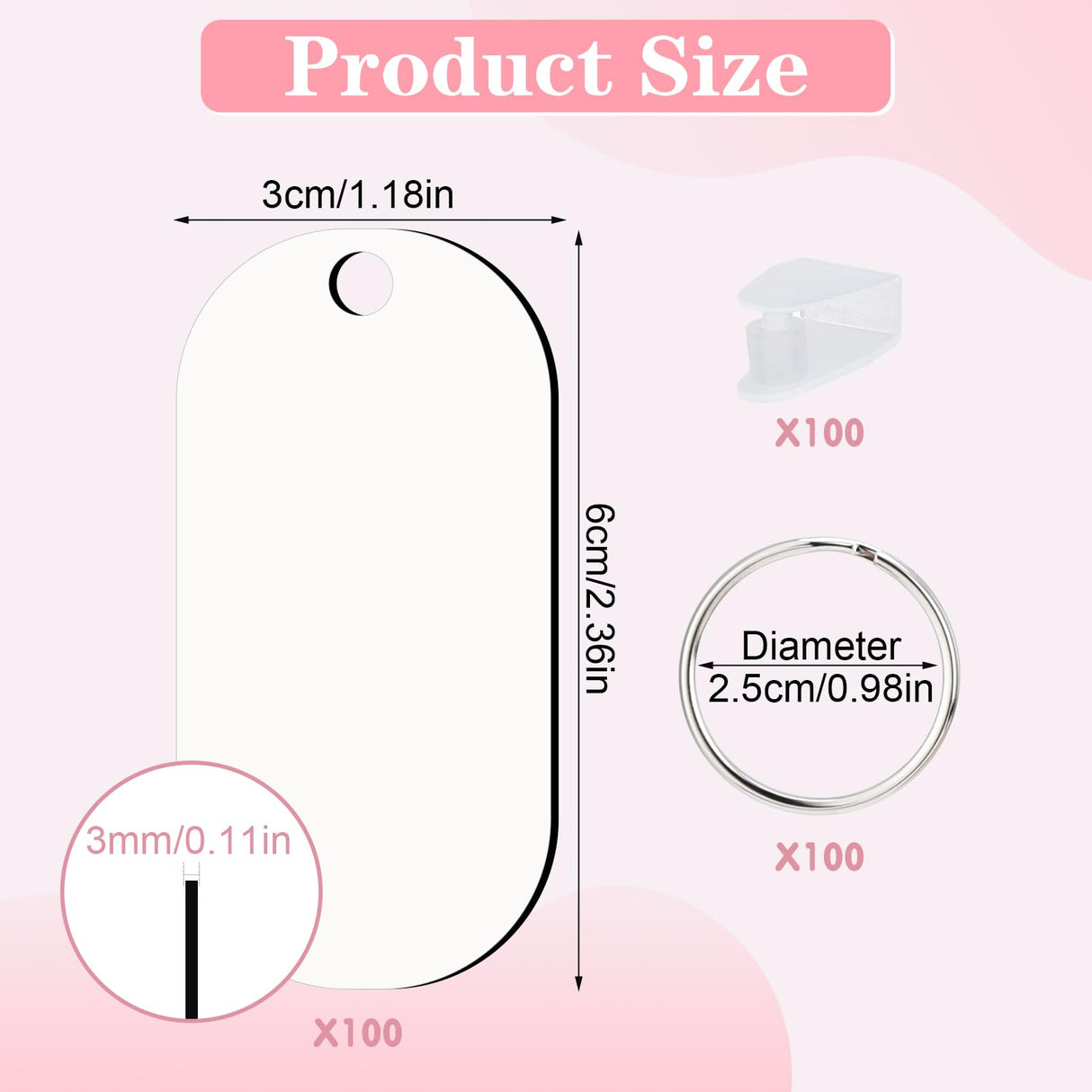 Guiqulai 300 Pcs Sublimation Keychain Blanks Bulk Double Side Heat Transfer Sublimation MDF Blank Set with Keychain Rings & Jump Rings,Heat Transfer Keychain Blank Board for DIY Crafts(Oval) Guiqulai