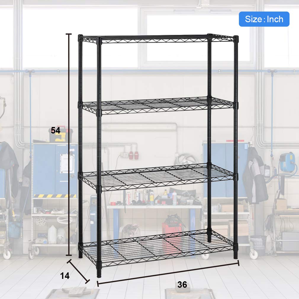 14x36x54 Inch 4-Shelf Storage Shelves Heavy Duty Shelving Unit for Kitchen Metal Shelves Garage Organizer Wire Rack Shelving Storage Unit Shelf Adjustable Utility NSF Certification Commercial BestOffice