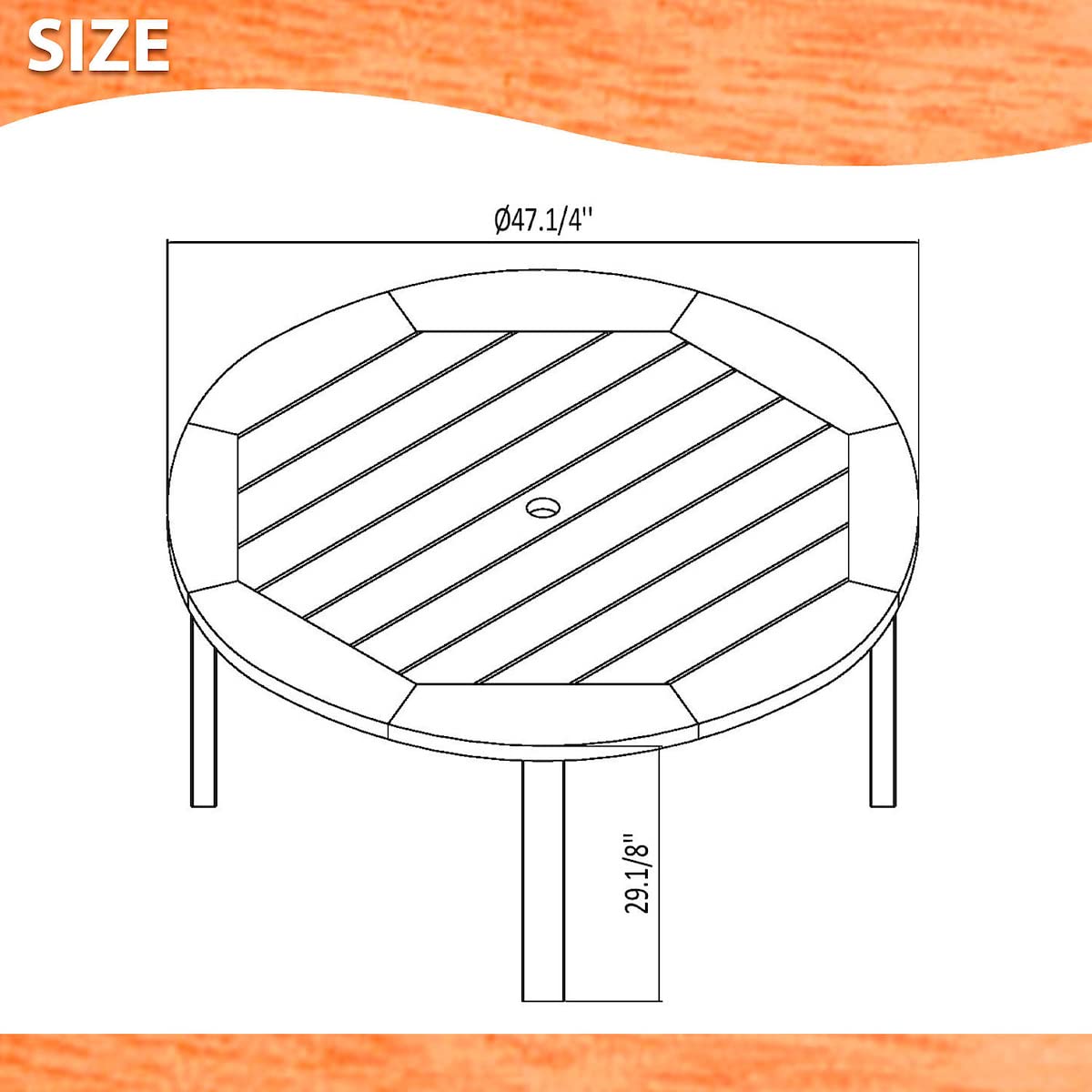 Amazonia Bahamas 5-Piece Patio Round Dining Table Set | Eucalyptus Wood | Ideal for Outdoors and Indoors, Brown Amazonia