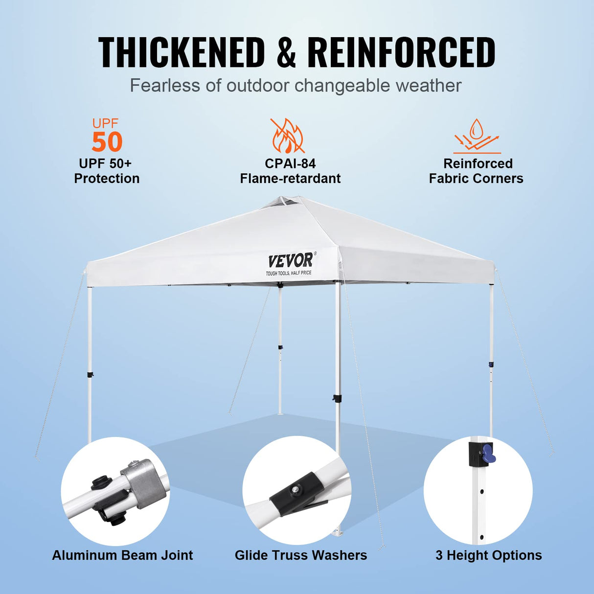 VEVOR Pop Up Canopy Tent, 10 x 10 ft, 250 D PU Silver Coated Tarp, with Portable Roller Bag and 4 Sandbags, Waterproof and Sun Shelter Gazebo for Outdoor Party, Camping, Commercial Events, White VEVOR