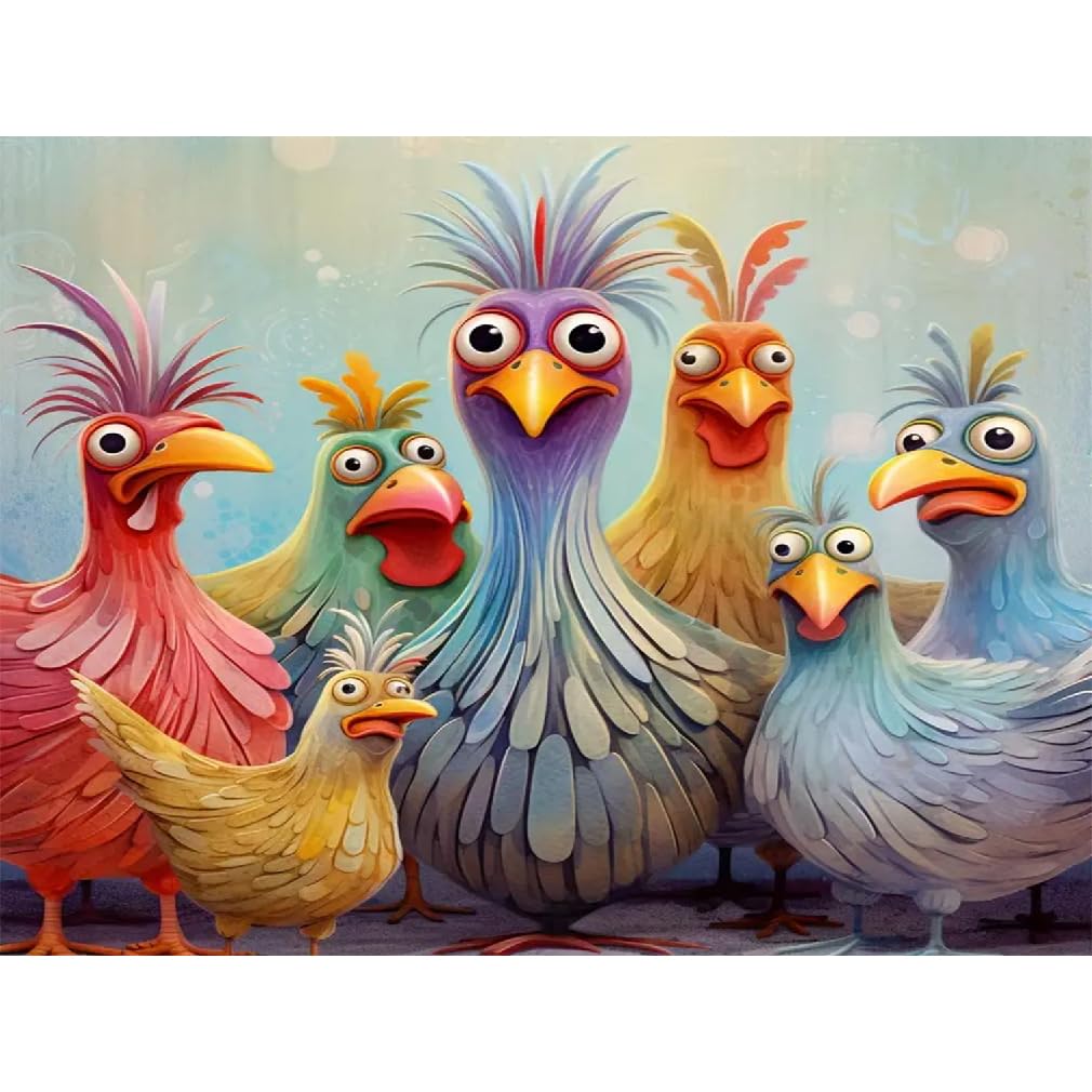 BOHADIY Chicken Diamond Art Kits for Adults, Round Full Drill Diamond Painting Kits for Beginners Gem Art Painting Kits, DIY 5D Diamond Dots Painting with Diamond Arts and Crafts Wall Decor 12x16inch BOHADIY