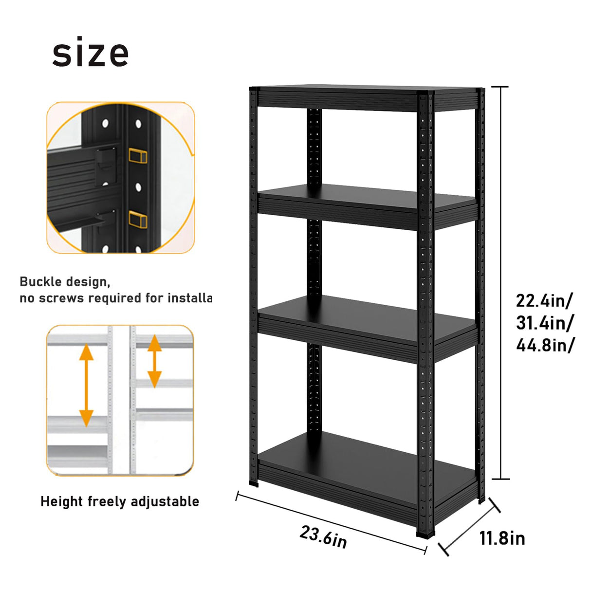 20 Gallon Fish Tank Stand, Metal Aquarium Rack for Fish Tank, Reptile Tank Stand with Cabinet, Length and Height Adjustable, Bookshelf & Storage Shelves with Pegboards for Home Office (2 tier/22.4in) GFFQLXHT