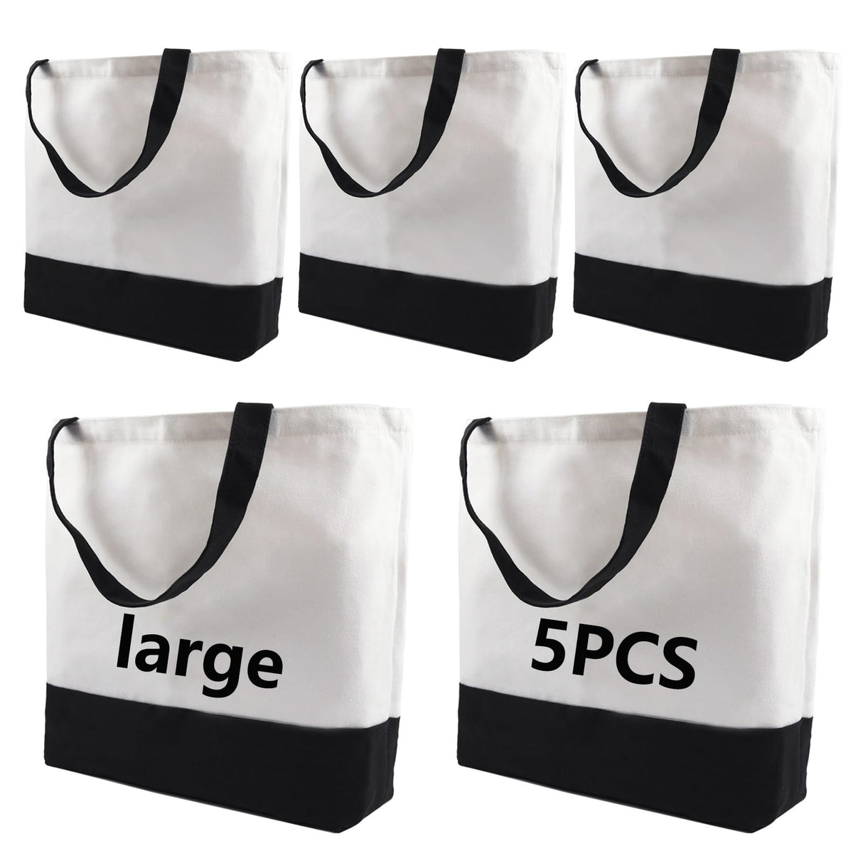 OKBA 5 pcs Sublimation Tote Bags,polyester tote bags for sublimation, blank canvas tote bags for DIY Crafting and Decorating 15 * 18.5 * 4 in OKBA