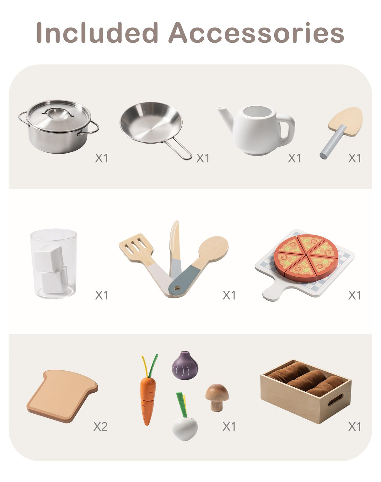 ROBOTIME Play Kitchen for Kids, Wooden Kids Play Kitchen Playset with Cutting Toy Food Set, Toaster and Toddler Gardening Sets- Toddlers Play Kitchen Gifts for Boys and Girls Ages 3+ ROBOTIME