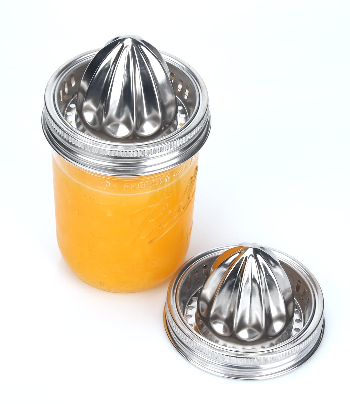 Mason Jar Stainless Steel Juicer Lid (2 Pieces), Citrus Reamer for Wide Mouth Mason Jar Lemon Juicer Manual Citrus Juicer. ziHenryDa