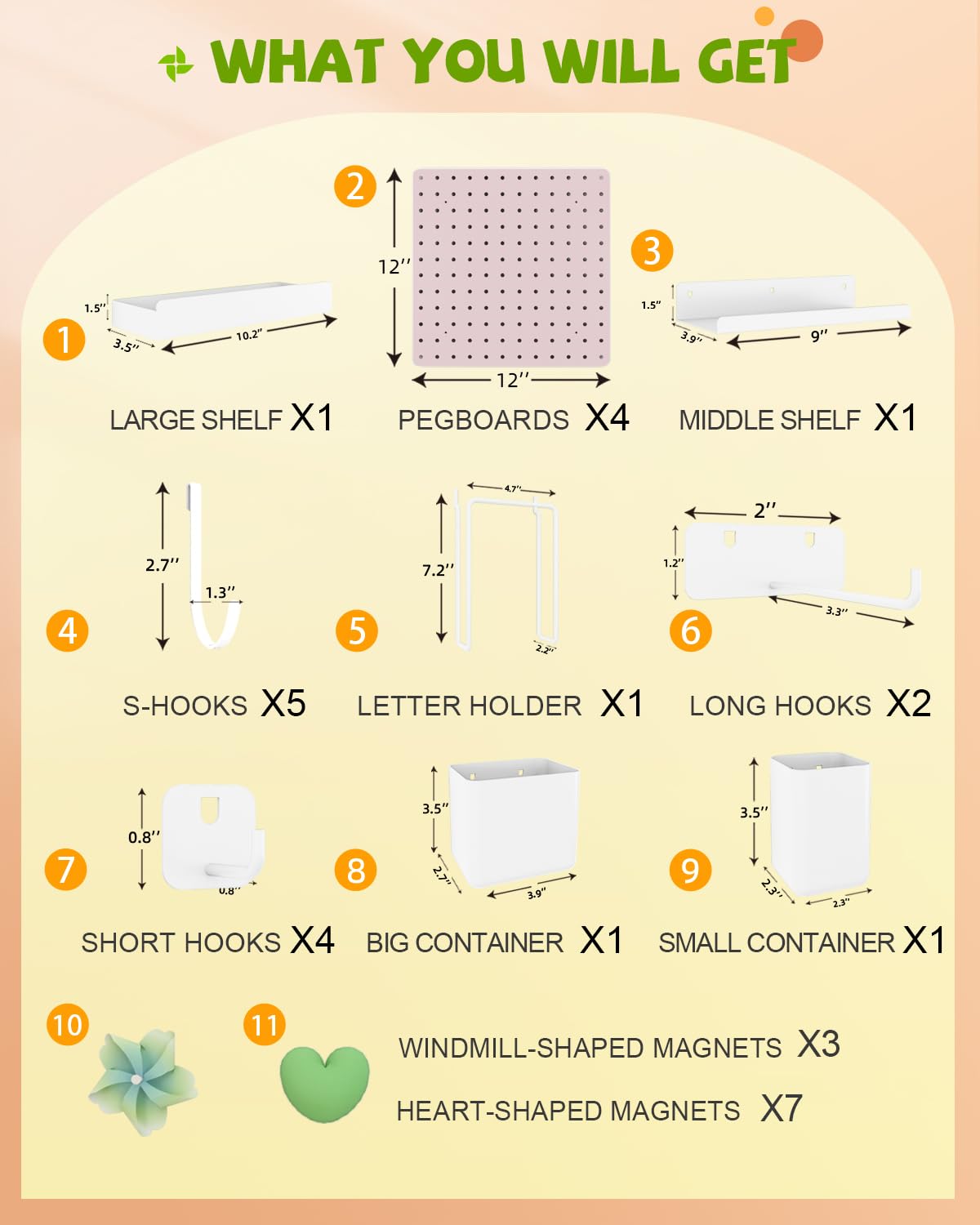 Soubeoii Metal Pegboard Combination Kit — 4 Carbon Steel Pegboards with 26 Accessories, Pegboard Wall Organizer for Home, Office, Study Room, Kitchen, Garage & Craft Room — 24″ × 24″ Pink Peg Board Soubeoii