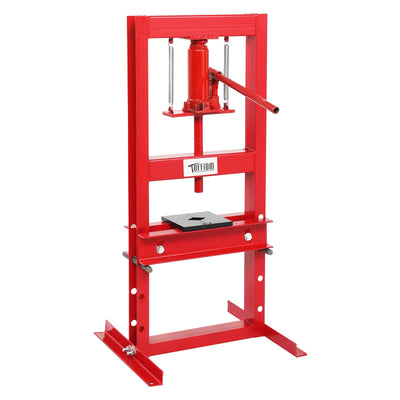 TUFFIOM 6-Ton Hydraulic Shop Press with Press Plates, H-Frame Garage Benchtop Press, Adjustable Working Table Height, 18.9”L x 15.75”W x 36.8”H