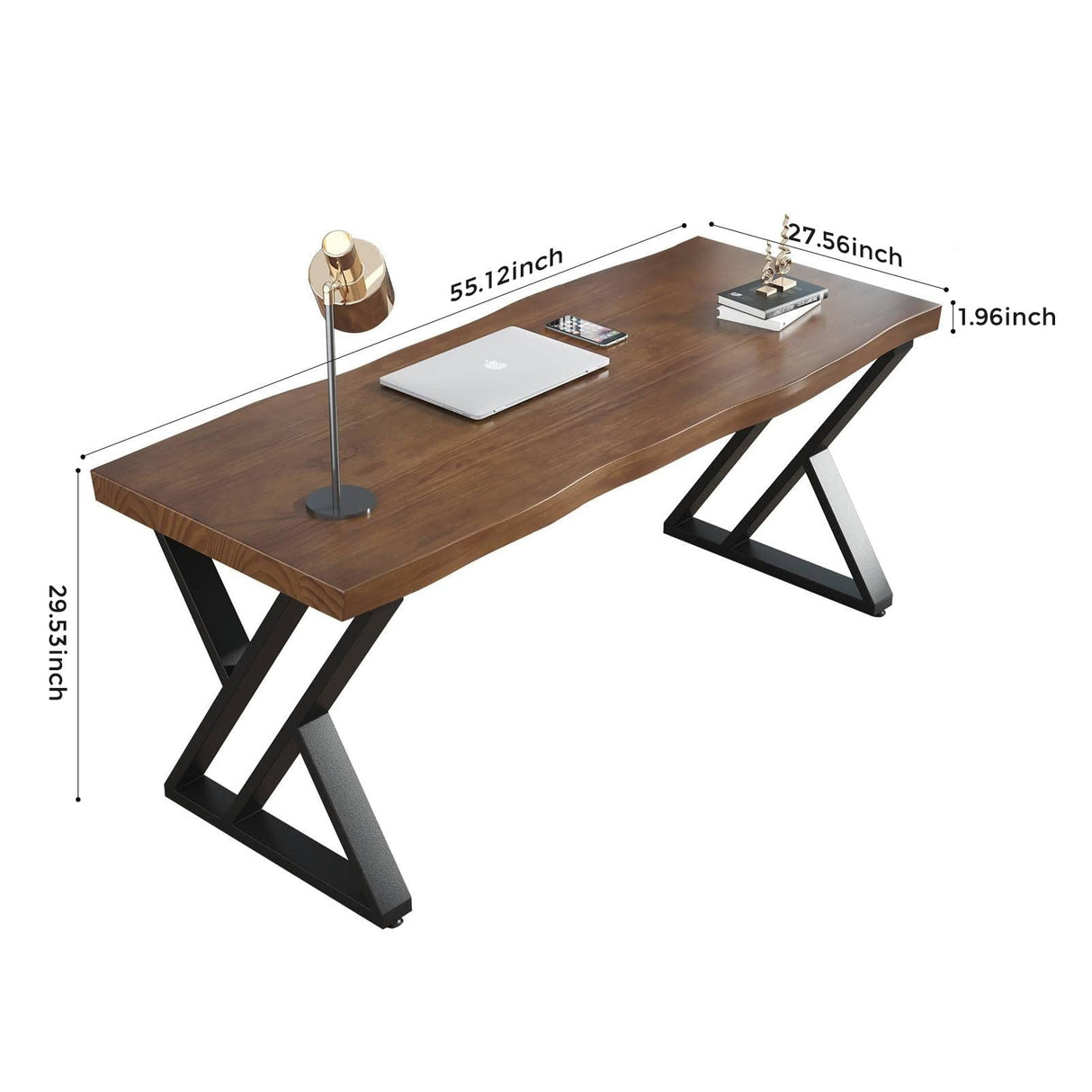 Sihtengxxhongs Rustic Style Solid Wood 55-inch Computer Desk - Large Office Desk for Home Office, Modern and Simple Design, Ideal for Study, Writing, Sihtengxxhongs