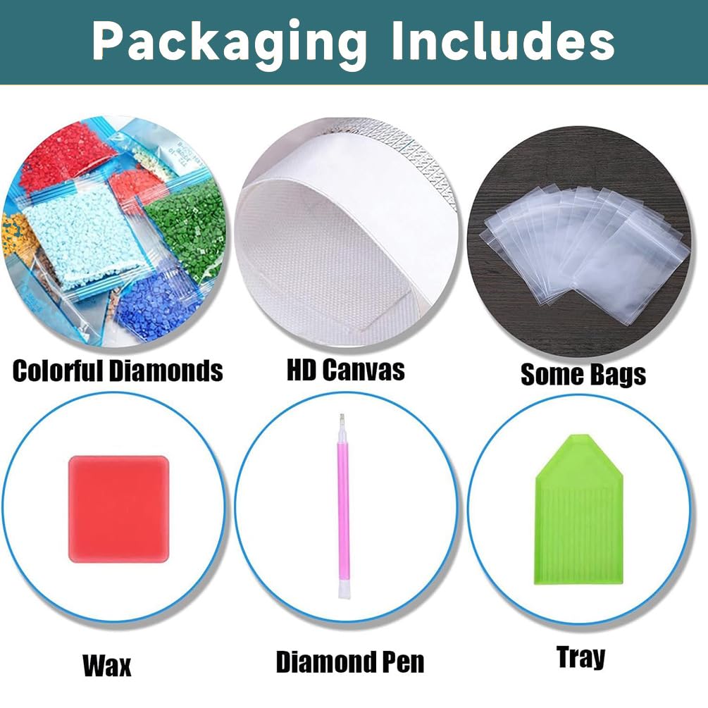 ajepon Wolf Diamond Art Kit - 5D Diamond Painting for Adults, Wolf Adult Diamond Painting Kits, Gem Art Kits for Wall Home Decor Arts Craft 12x16inch ajepon