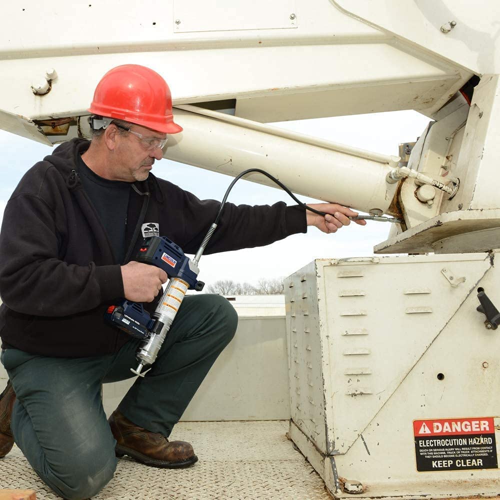 Lincoln 1884 PowerLuber 20 Volt Battery Powered Grease Gun with 36" Hose for Automotive, Agricultural, and Industrial Equipment, 10,000 PSI, Trigger-Operated, 2-Speed, (2) Lithium-Ion Battery Pack Lincoln