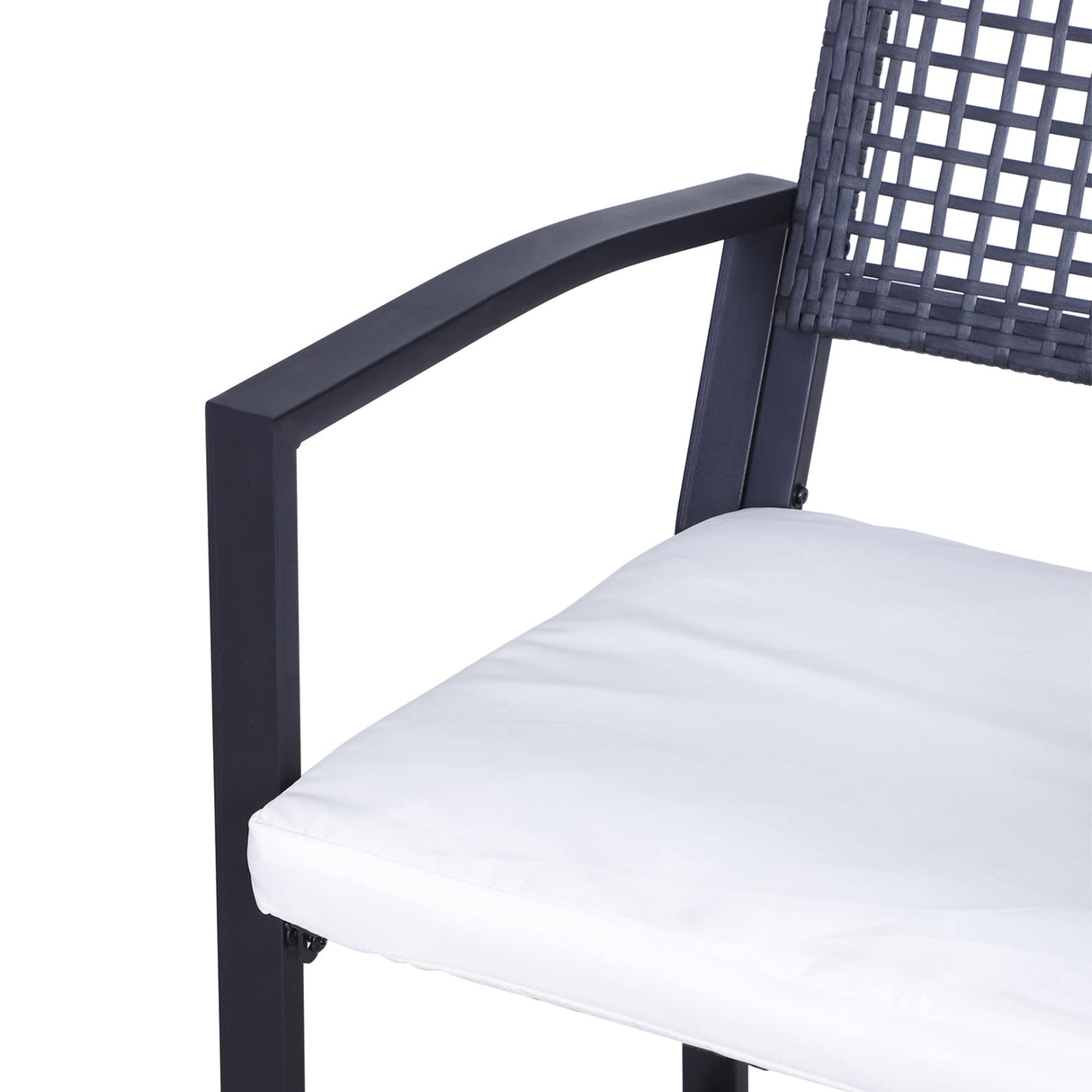 Outsunny 3pcs Patio Bar Set with Soft Cushion, Rattan Wicker Outdoor Furniture Set for Backyards, Lawn, Deck, Poolside Outsunny