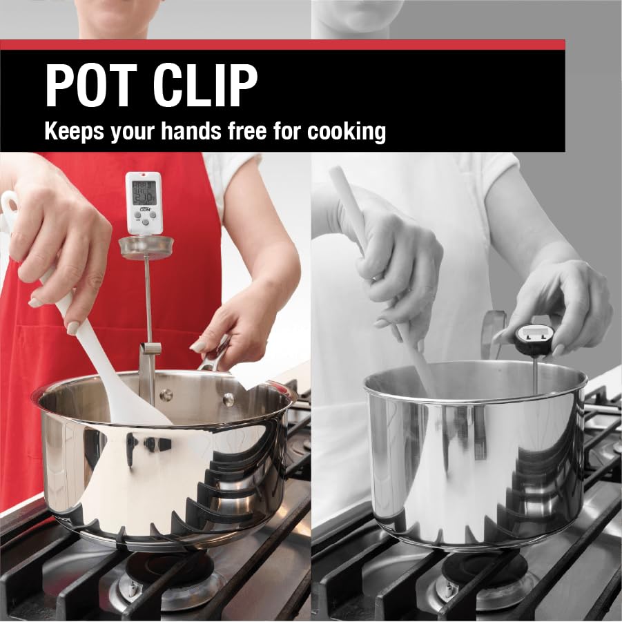 CDN Digital Candy Thermometer Long 8'' Stainless Steel Stem, Adjustable Pot Clip, Preset Candy Stages with Audio/Visual Alerts, Instant Read For Cooking, Deep Frying & Oil - DTC450 CDN