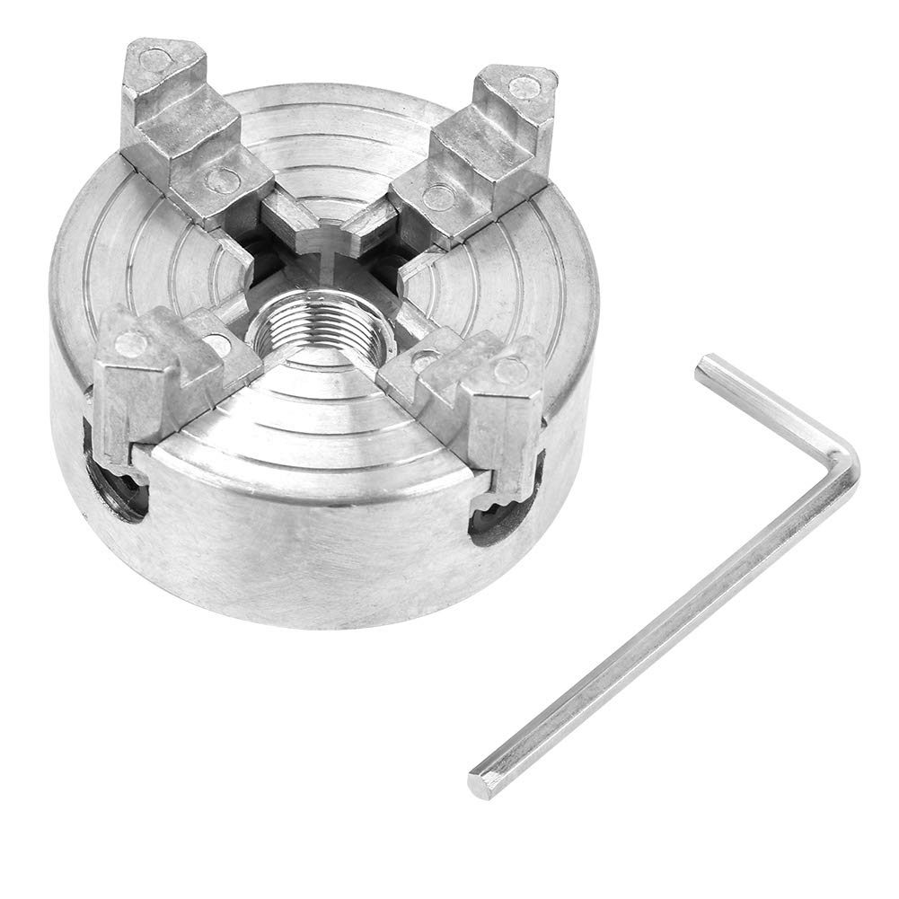 OPPWONG 4 Jaw Lathe Chuck, Z011A Zinc Alloy Lathe Chuck Independent Reversible Jaw Wood Lathe Chuck Mini Metal Lathe Accessories Lathe Chuck Turning Machine Accessory for Lathes Machine OPPWONG
