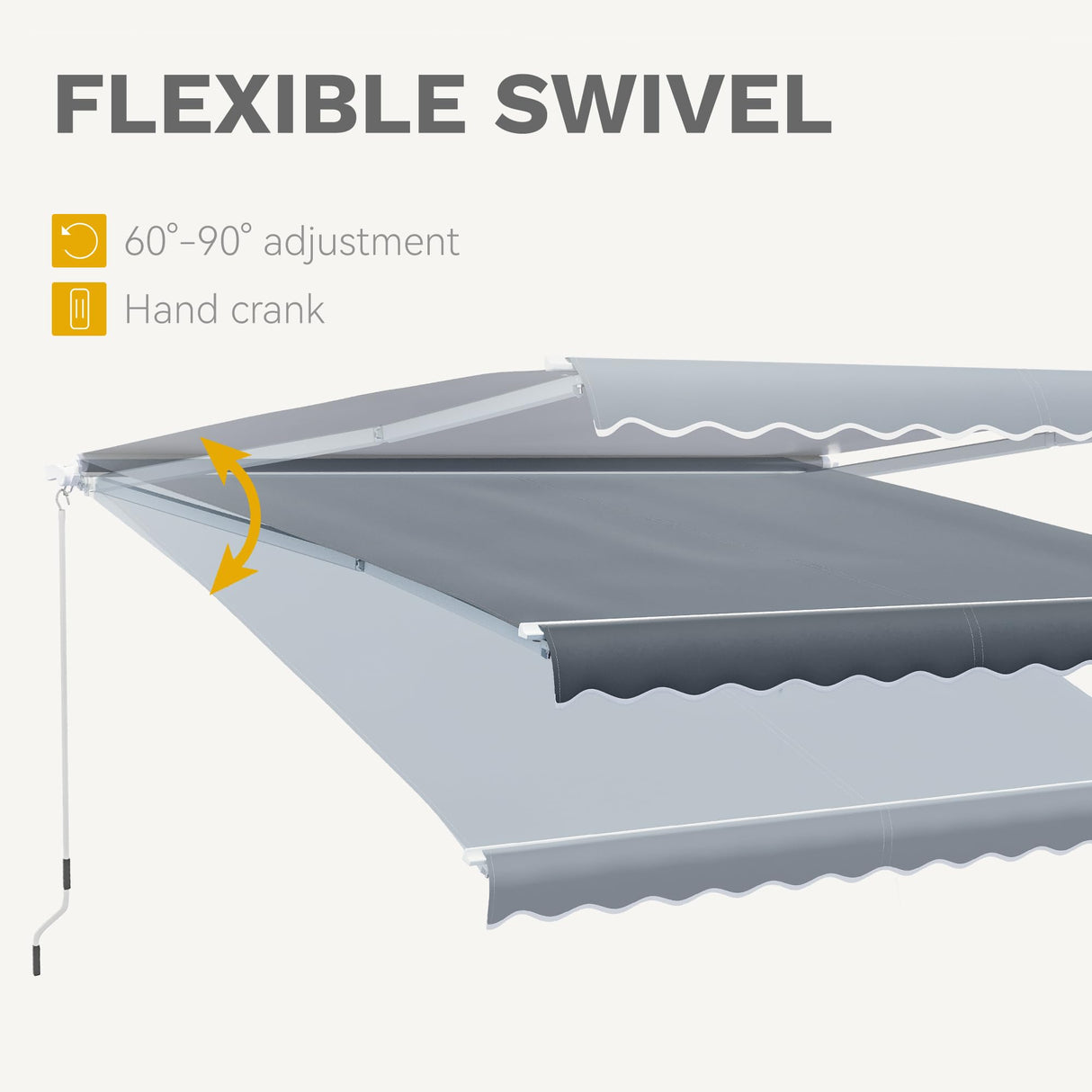 DWVO 13'×10' Patio Retractable Awning Outdoor Sun Shade Shelter Cover Awnings w/Manual Crank Handle for Deck, Backyard, Balcony, Garden, Shop, Restaurant DWVO