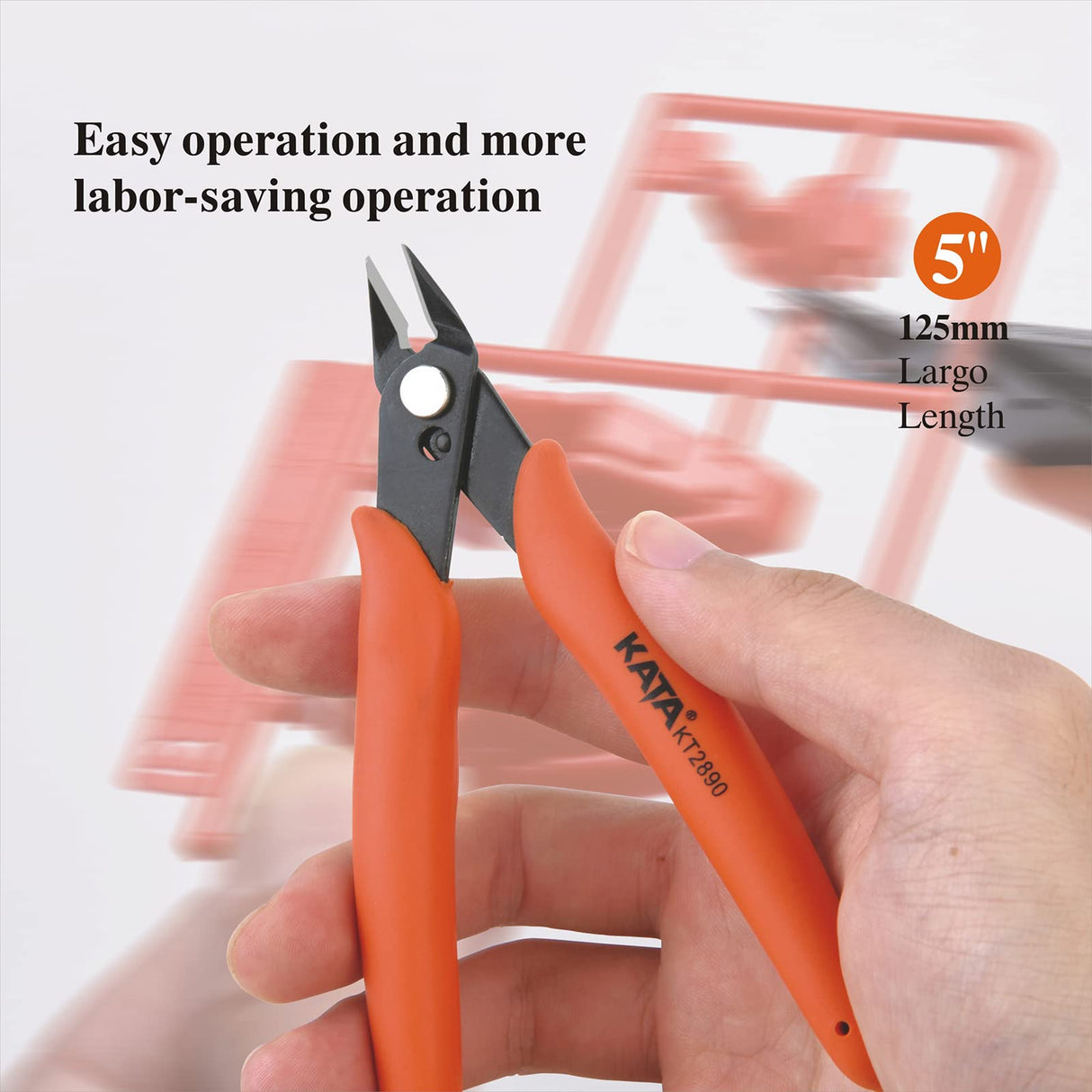 KATA 5 Inch Micro Wire Cutters, Precision Mini Flush Cutters and Clean Cut Pliers for Electronics, Model, Jewelry, Model Kits, Orange KATA
