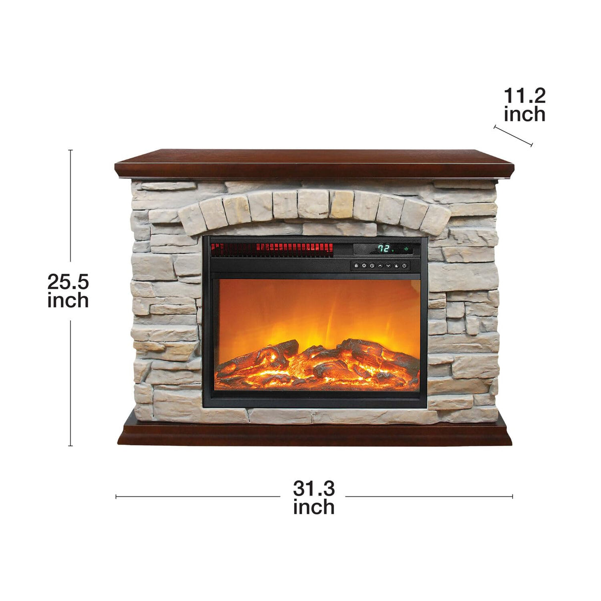 Lifesmart Large Square Infrared Faux Stone Fireplace, Fake Fireplace Heater with Mantel and Adjustable Settings for Living Room, Bedroom LifeSmart