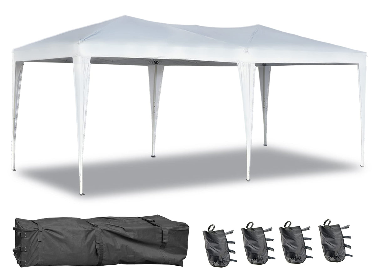 Oseasoy Pop Up Canopy Tent,10x20 ft Outdoor Commercial Instant Portable Party Gazebo Heavy Duty Beach Tent Sun Shelter with 4 Sand Bags,Bonus,Carry Bag,White Oseasoy