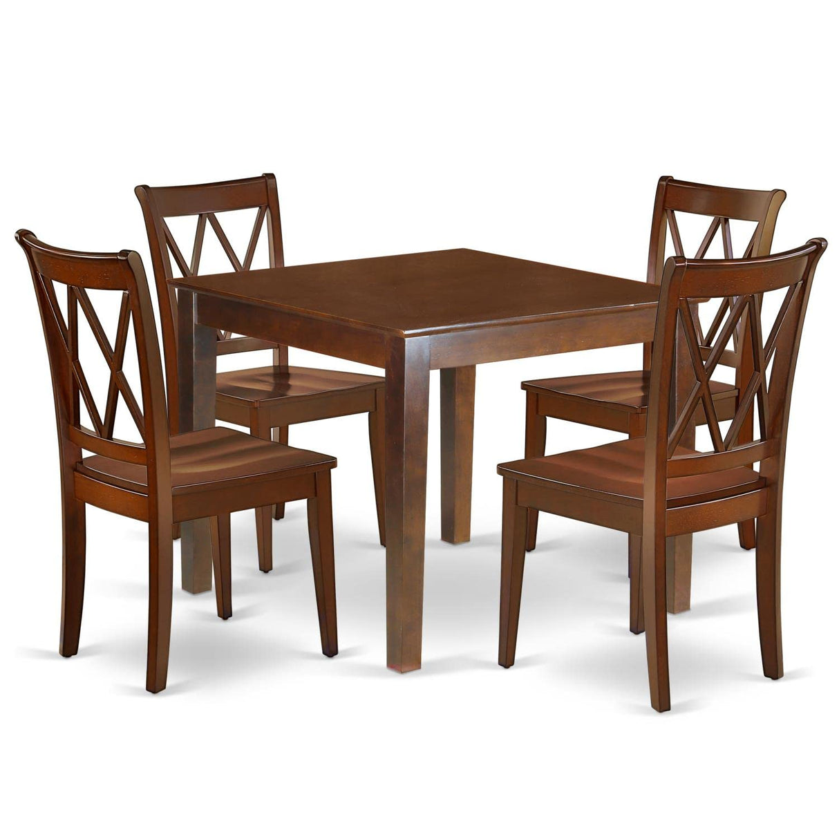 East West Furniture OXCL5-MAH-W Oxford 5 Piece Dining Set for 4 Includes a Square Kitchen Table and 4 Dinette Chairs, 36x36 Inch East West Furniture