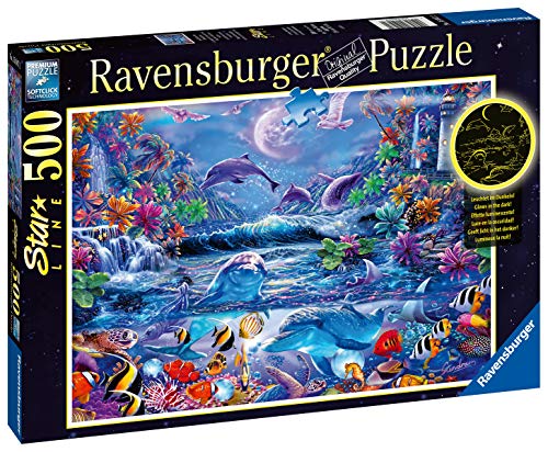Ravensburger Moonlit Magic Puzzle - 500 Piece Glow in The Dark Jigsaw | Unique Piece Design | Anti-Glare Surface for Adults | FSC-Certified Materials Ravensburger