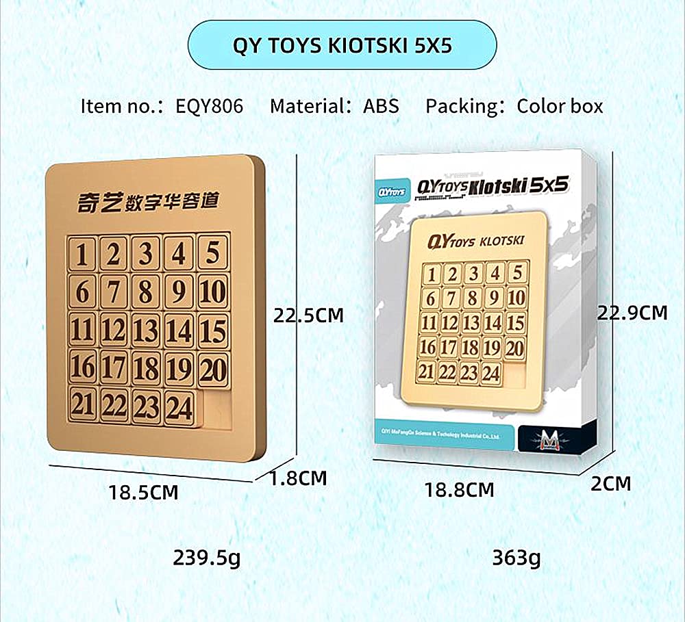 LiangCuber QY Toys 5x5 Klotski Puzzle Magnetic Sliding Number Puzzle ABS Brain Teasers Toy Tangram Jigsaw Intelligence (24-Digit Version) LiangCuber