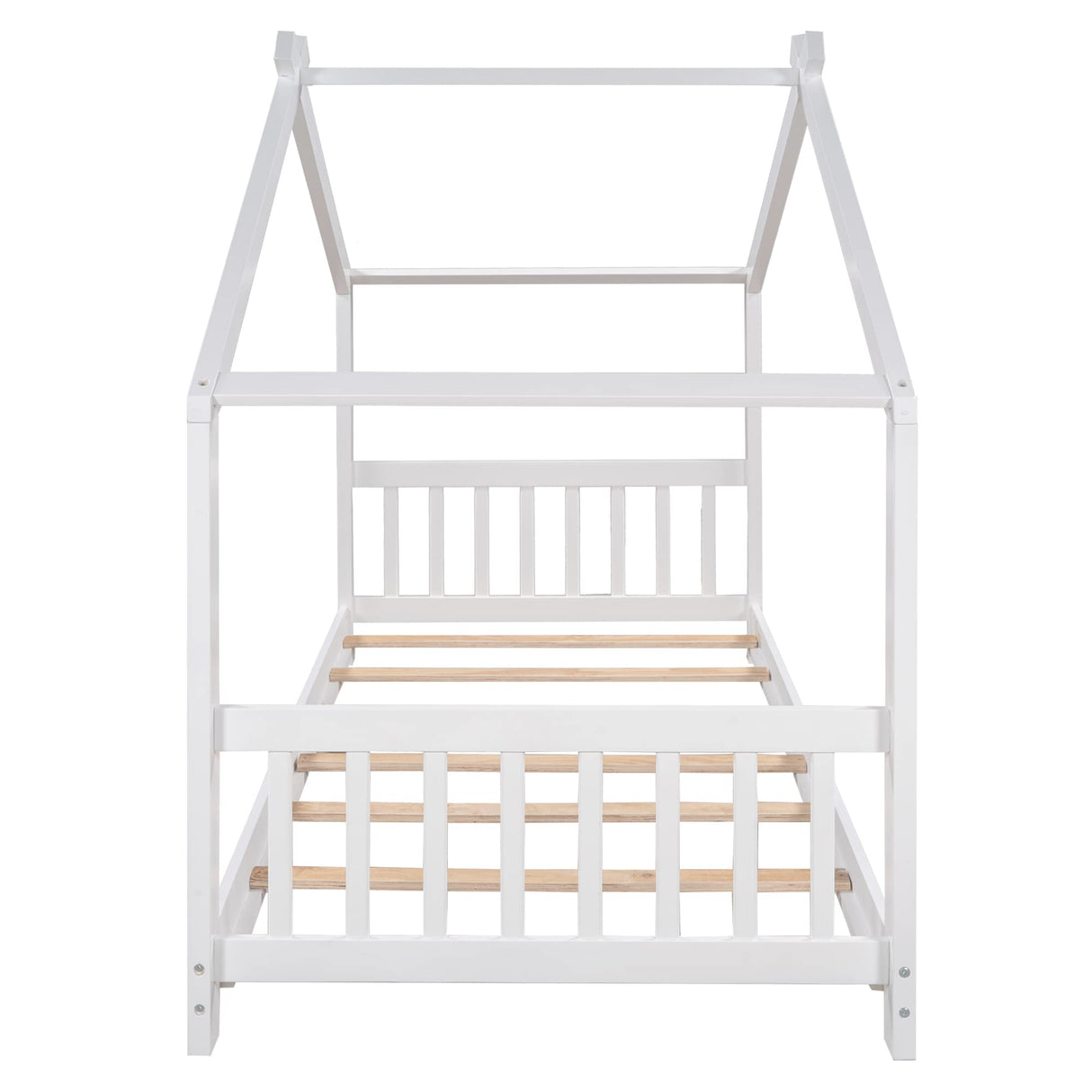 Merax Twin Kids House Bed Frame – Charming Wood Design with Headboard & Footboard in White Merax