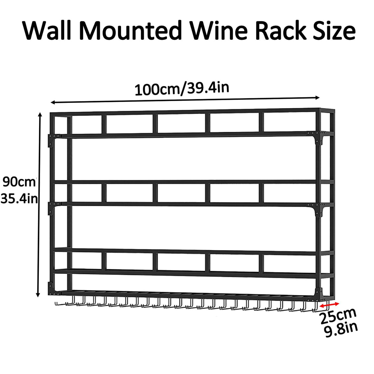 Modern Wine Rack Wall Mounted With Glass Holder,3-Tier Bar Liquor Shelf,Black,Metal Large Capacity Hanging Wine Storage Racks,Iron Floating Bar Shelves For Liquor Bottles,For Kitchen Dining Room AKOGG