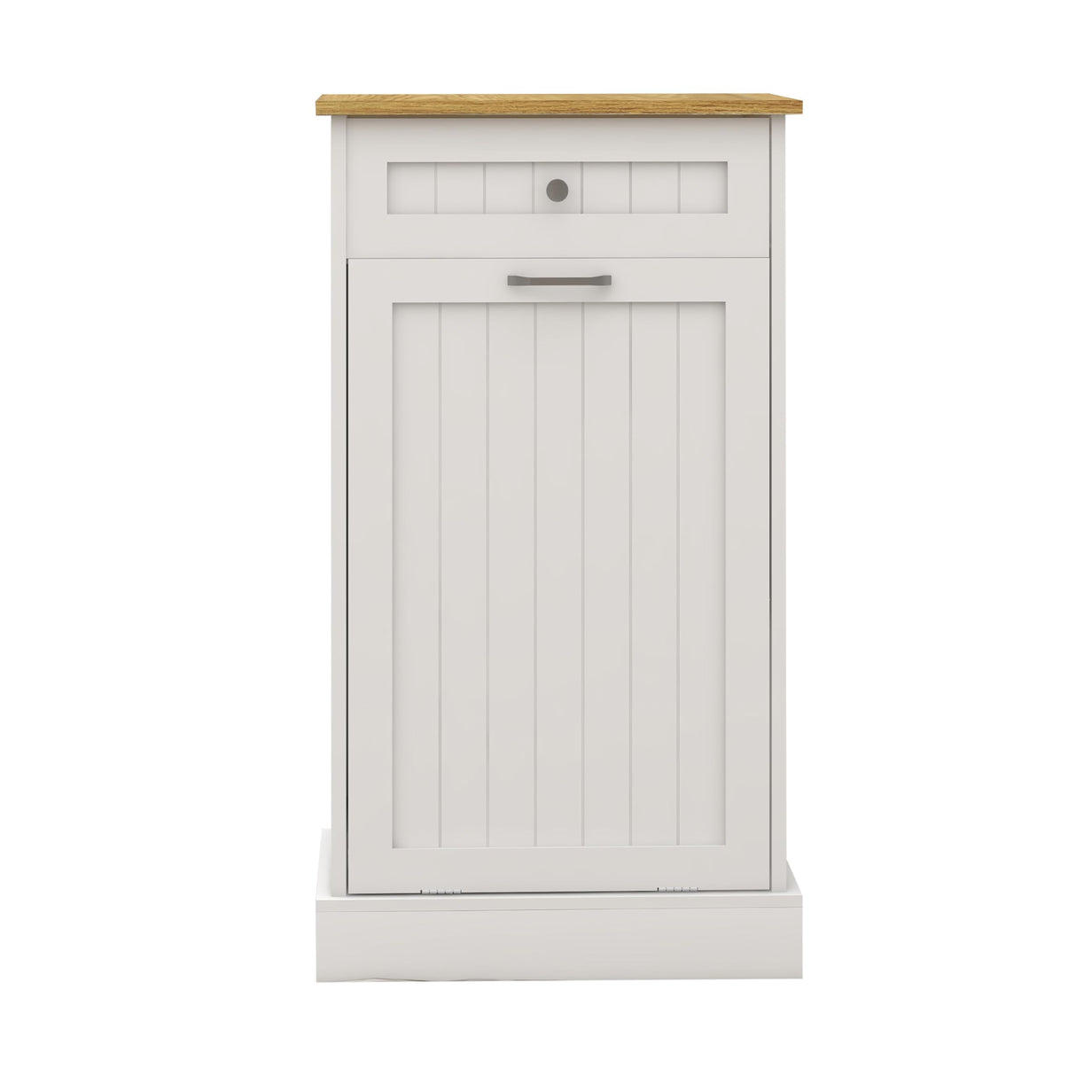 MiHunnor Wooden Simple style Kitchen Trash Cabinet, Wooden Frame with Drawers and Tilt-Out Trash Cabinet for 10 Gallon Trash Cans 19.69'' W x 13.78'' D x 35.43'' H (White-021) MiHunnor