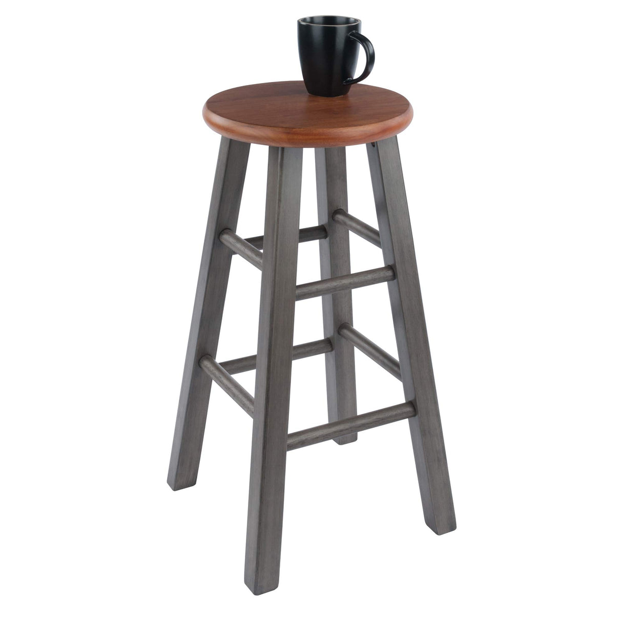 Winsome Wood Ivy Counter Stool, Rustic Gray and Teak, 24" Winsome