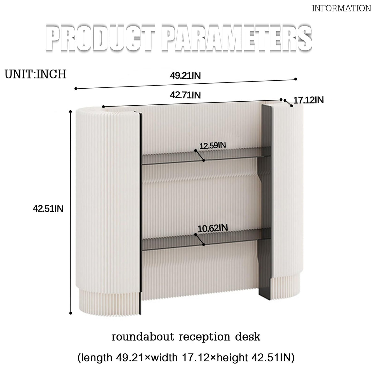 DIHRVTHC Modern Reception Desk, Oval Console Table, White, One Size, Residential Use DIHRVTHC