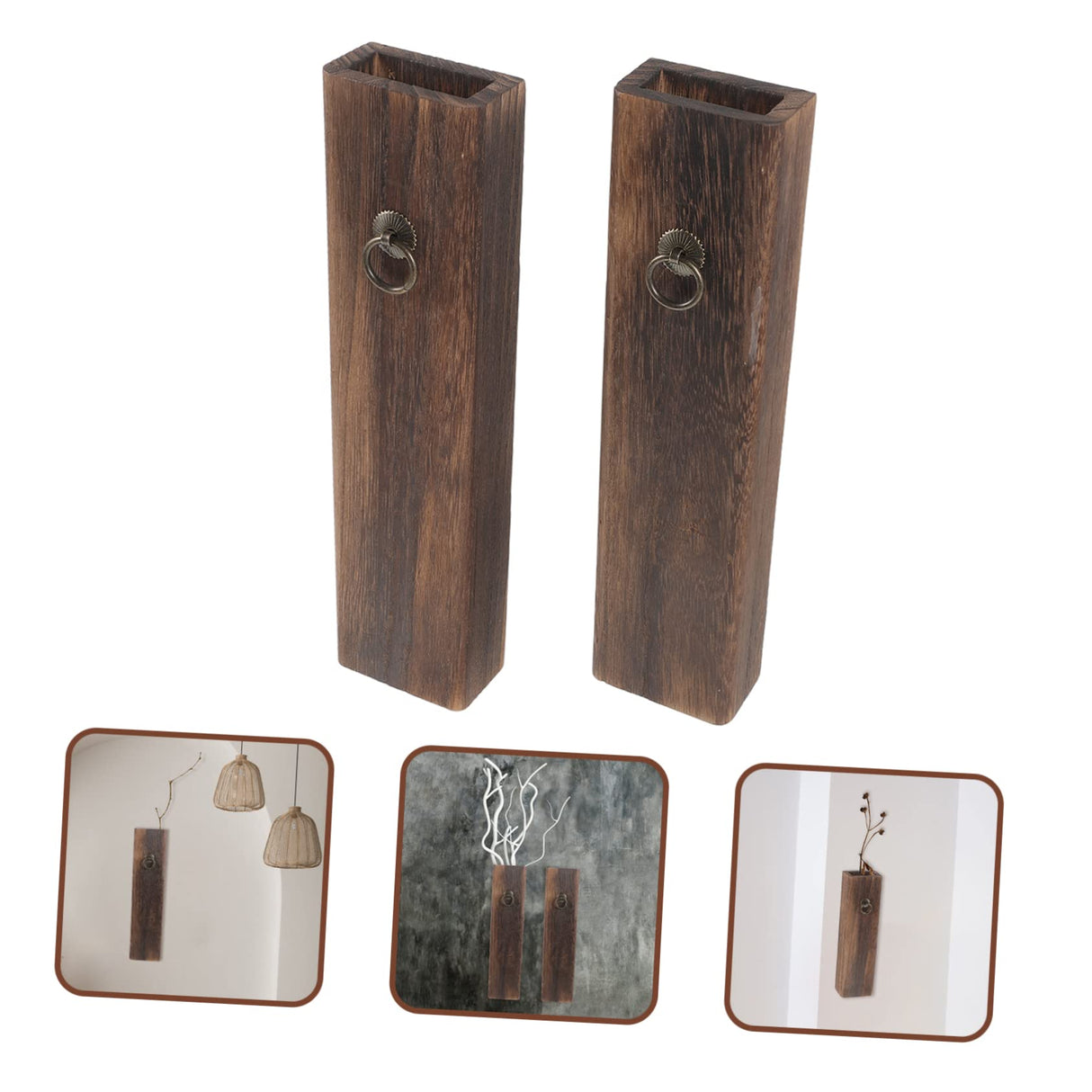 ORFOFE Wooden vase Floral Art vase Wall Plant Holder Wall Decoration vase Hanging Plant Wall Planter Wall Mounted Wood Wall Pocket vase Pine Wood Wall-Mounted ORFOFE