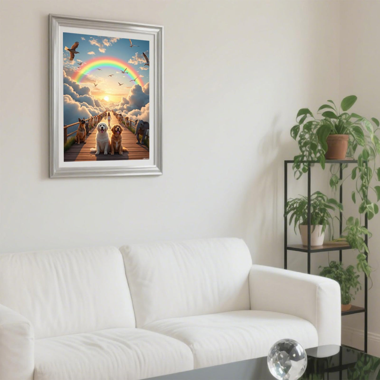 UIBDVKS Sunset Bridge Dogs Rainbow Sky Diamond Art Kits for Adults, 5D DIY Full Drill Diamond Painting Kits for Adults Beginners, Diamond Painting Kit for Wall Home Decor (No Frame) 12x16 Inch UIBDVKS