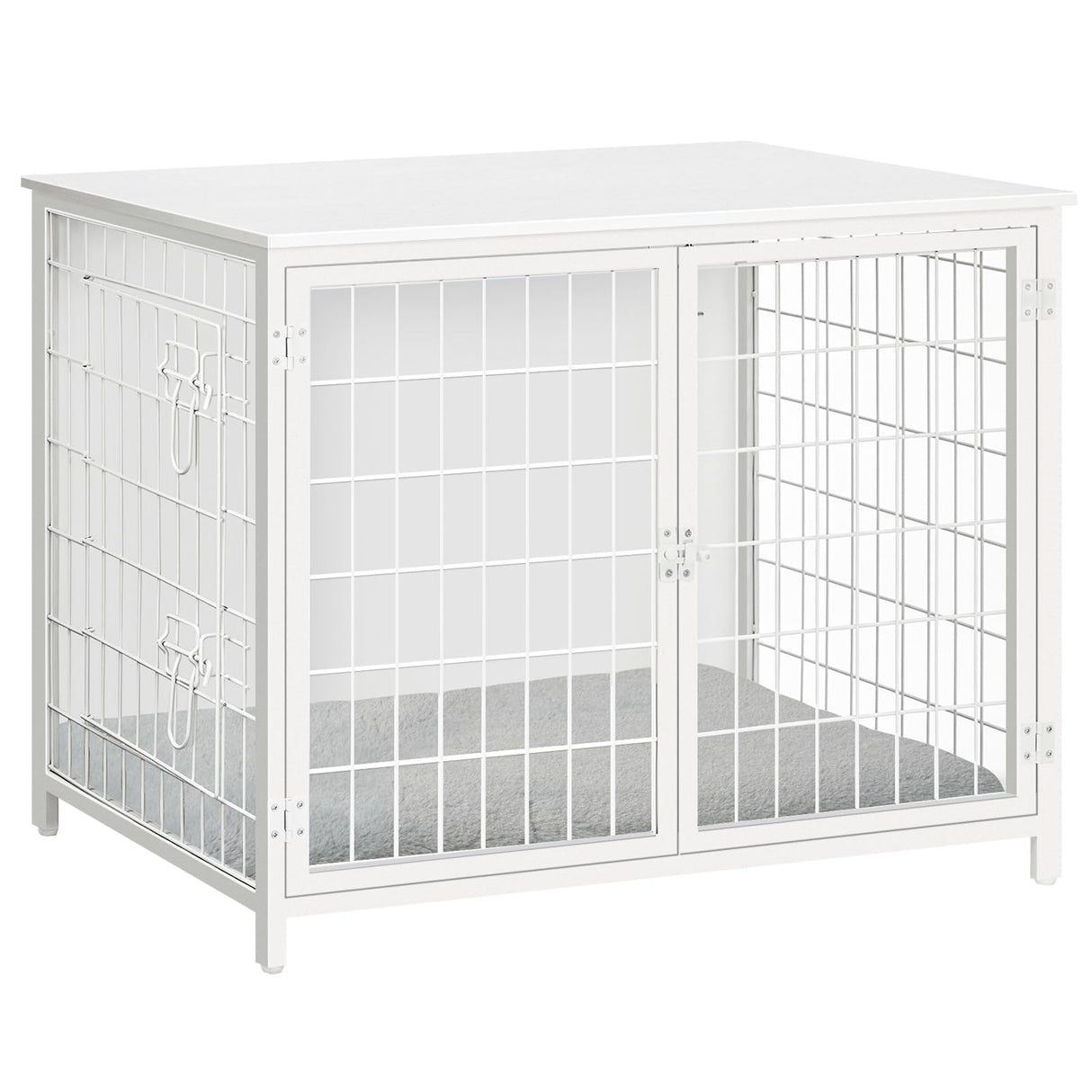 MAHANCRIS Dog Crate Furniture with Cushion, Wooden Dog Kennel with Double Doors, Heavy Duty Dog Cage for Small/Medium/Large Dogs, Indoor Dog House End Table, 31.5" L, White DCBW0701 MAHANCRIS