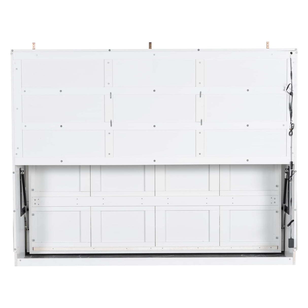 Murphy Cabinet Bed Queen Size with LED Light and Storage Shelves,Sturdy Wood Bed with Folding Sofa,Space Saving,Easy to Assemble,for Living Room &Apartments,Beige JIJIWANG