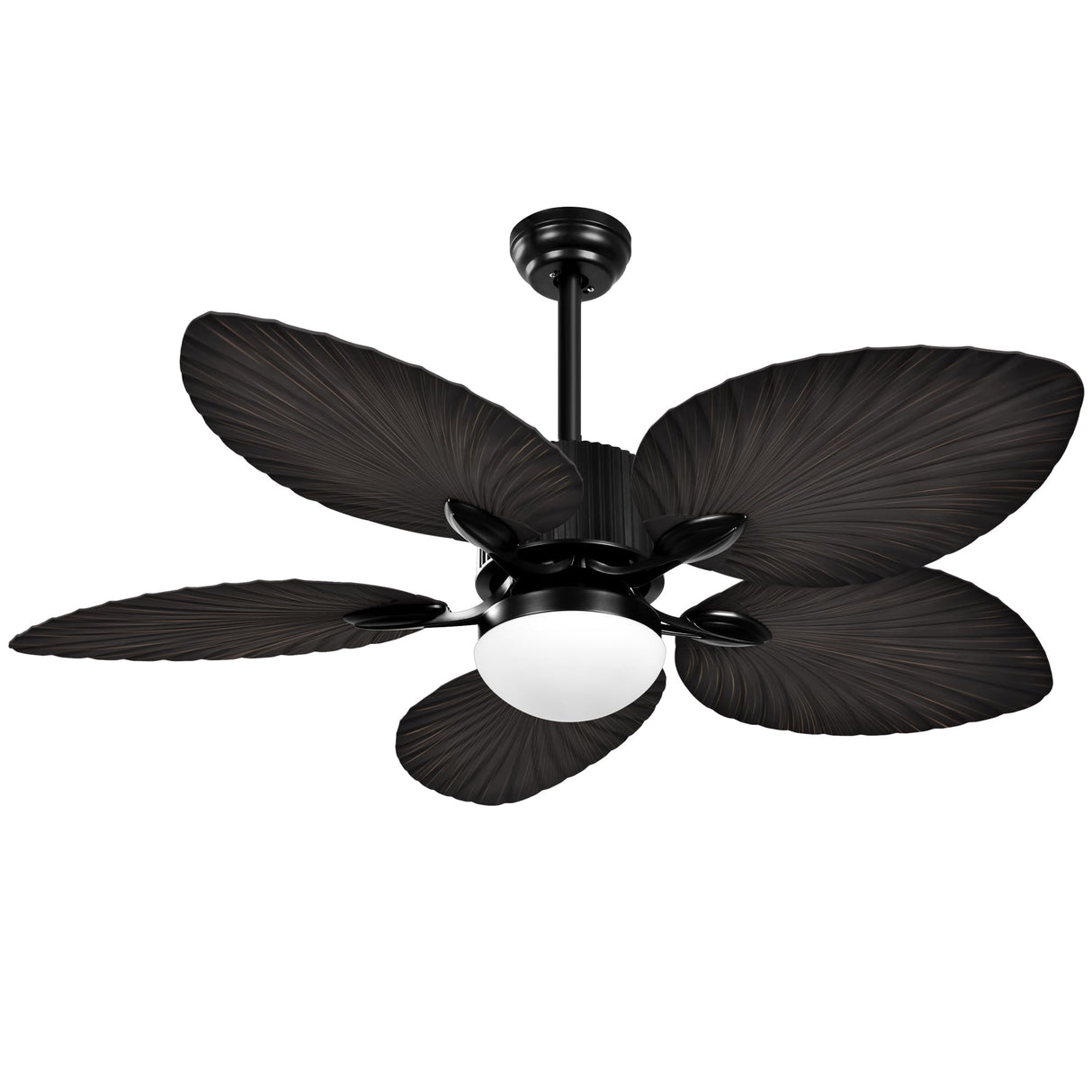 YITAHOME Tropical Ceiling Fan with LED Light and Remote, 52 Inch Outdoor Palm Leaf Fan for Patio with Memory Function, 5 Leaf Blades, Reversible DC Quiet Motor, for Porch, Farmhouse, Indoor, Brown YITAHOME
