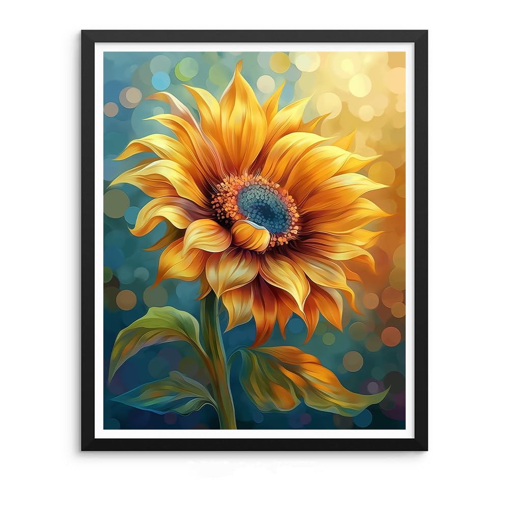 Natuyalo Paint by Numbers Kit for Adults - Sunflower DIY Adult Paint by Number Kits Flowers Acrylic Canvas Painting for Adults Beginners Art Crafts Without Frame, 16x20 Inch Natuyalo